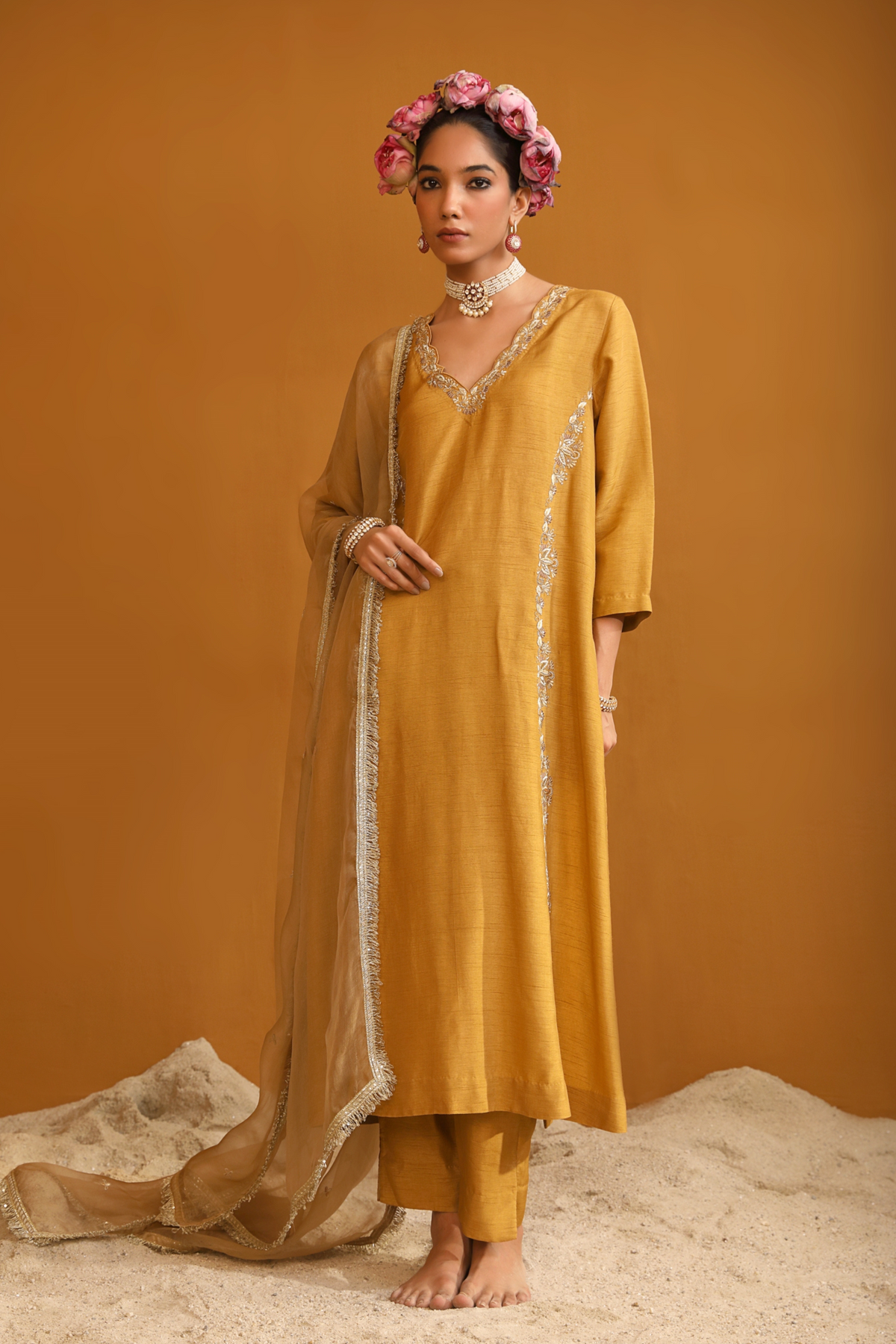 Firoza Gold Kurta Set