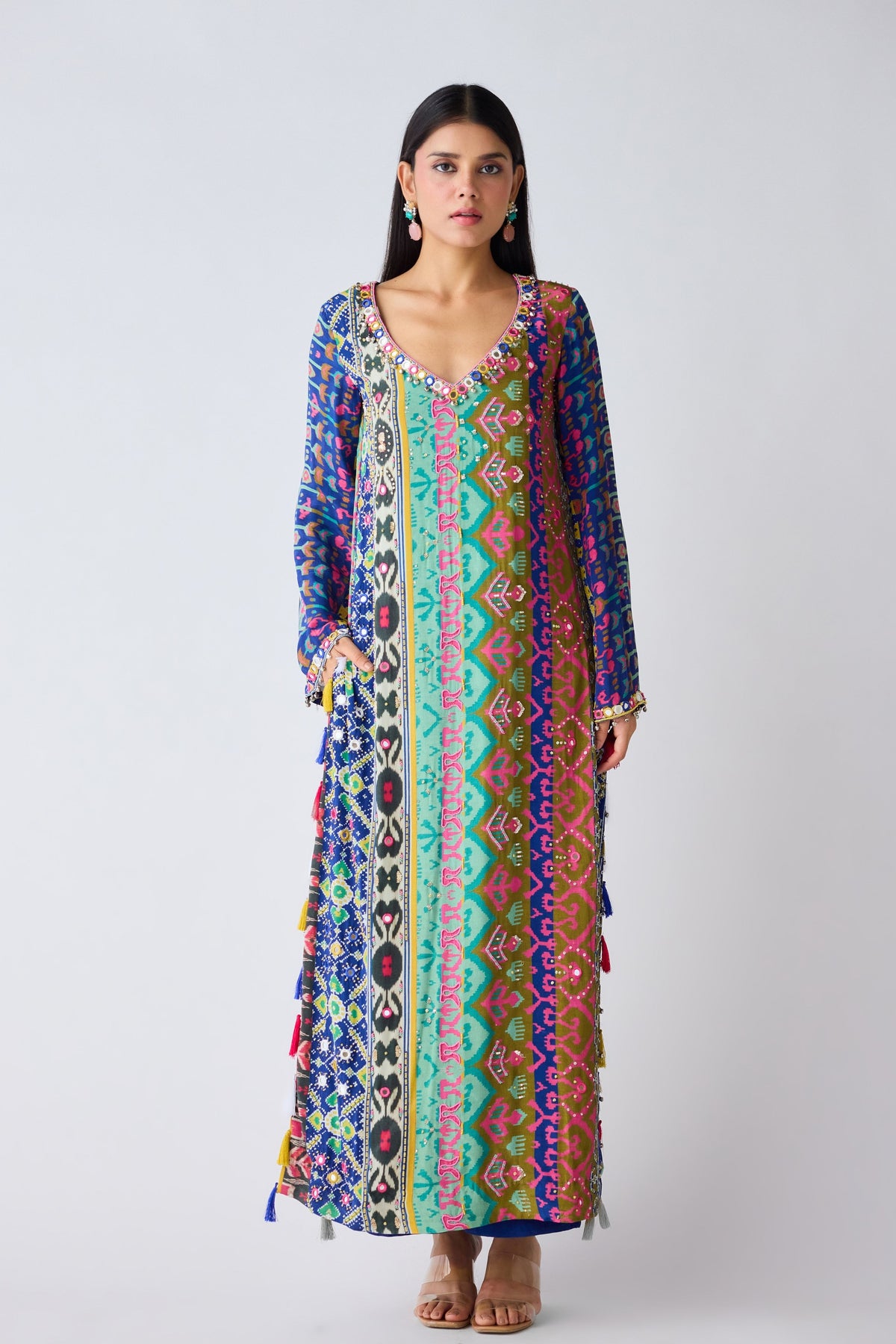 Blue Printed Crepe Tunic Set