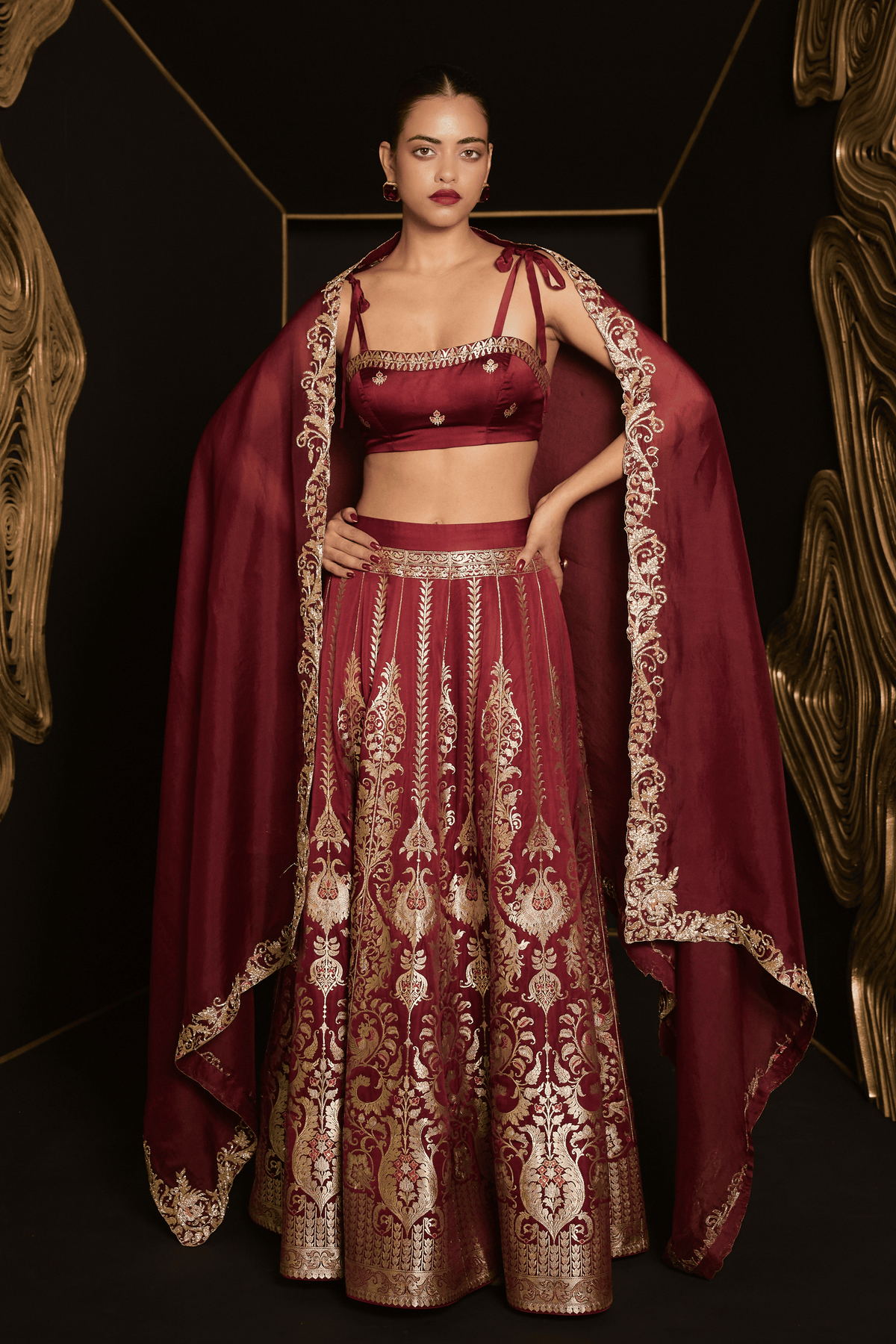 Forever Mine Lehenga in Garnet