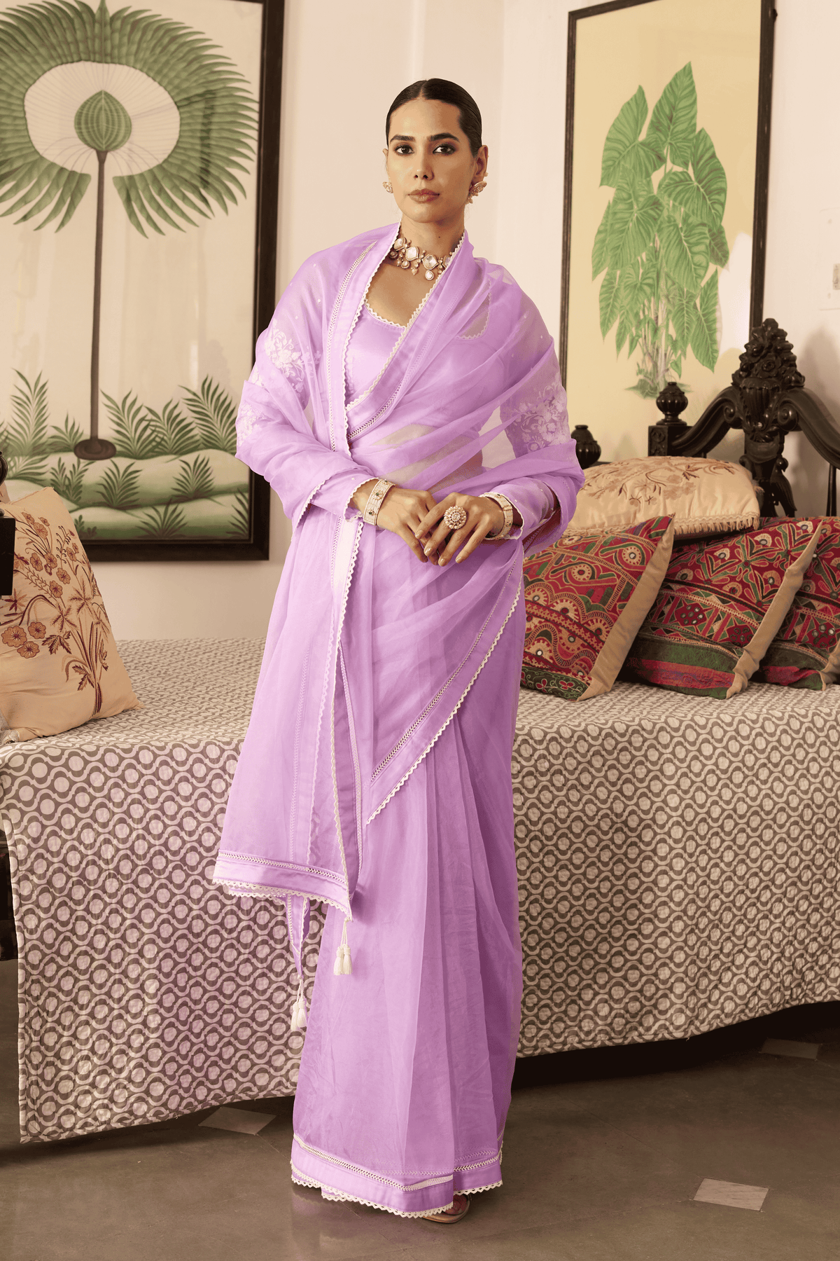 Lavendar Saree Set