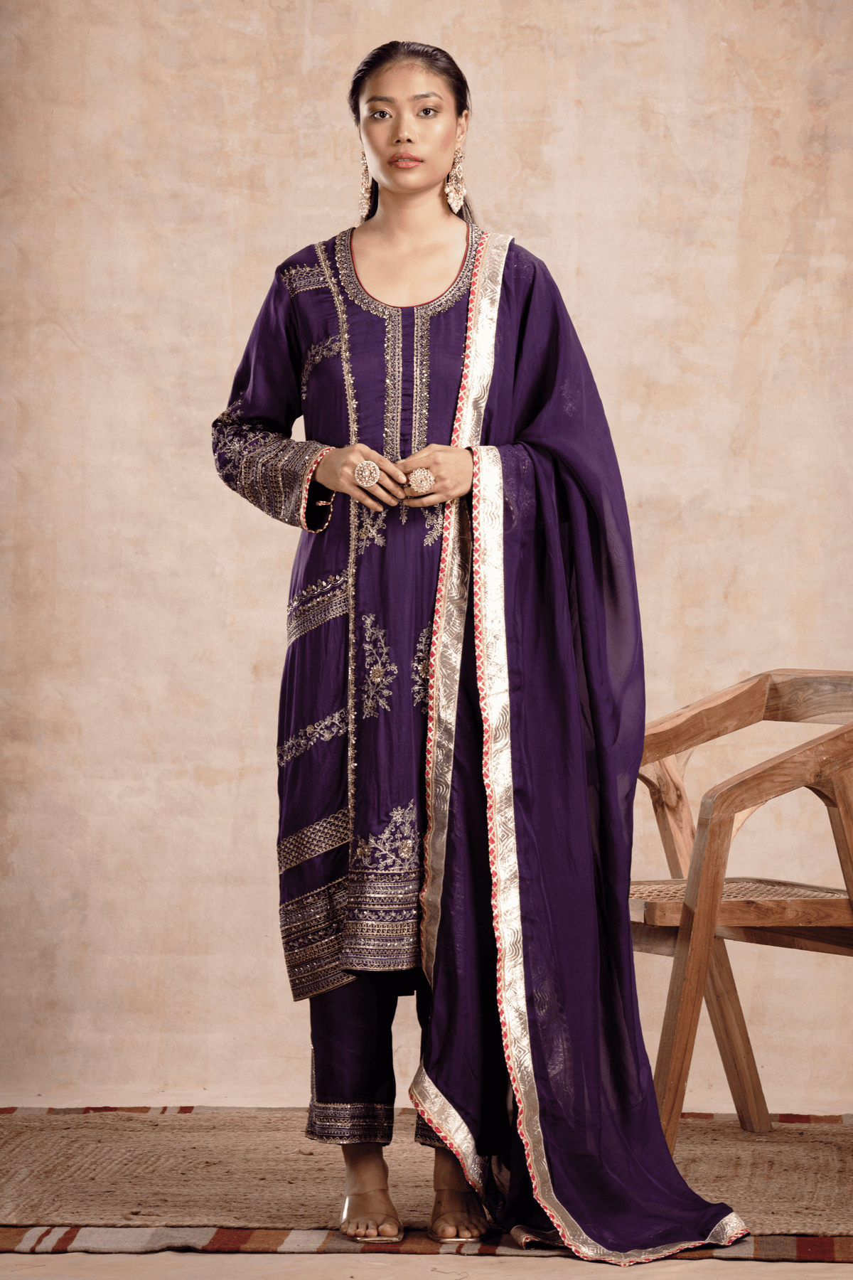 Fiza Aari Kurta Set Jamuni