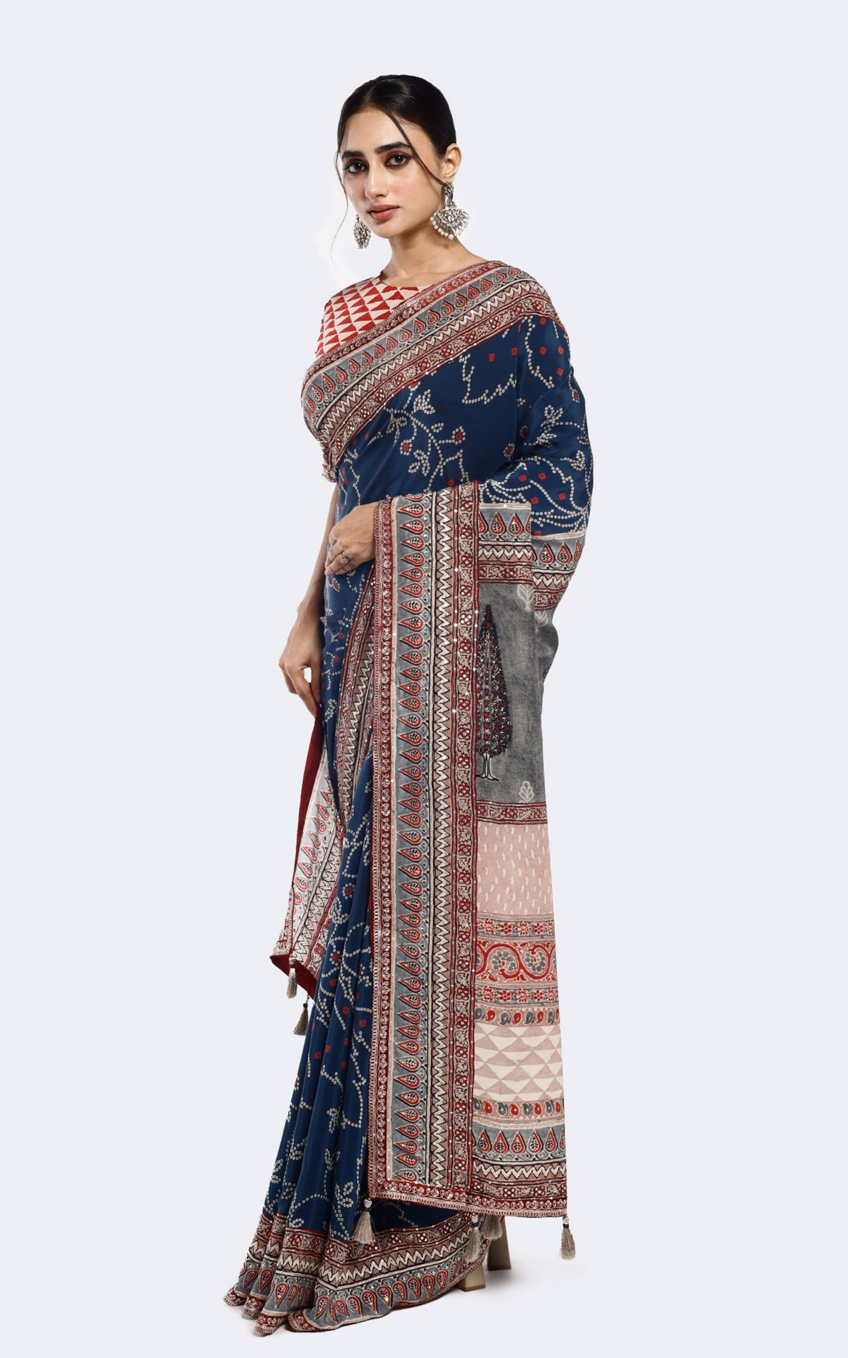 Abtract printed saree