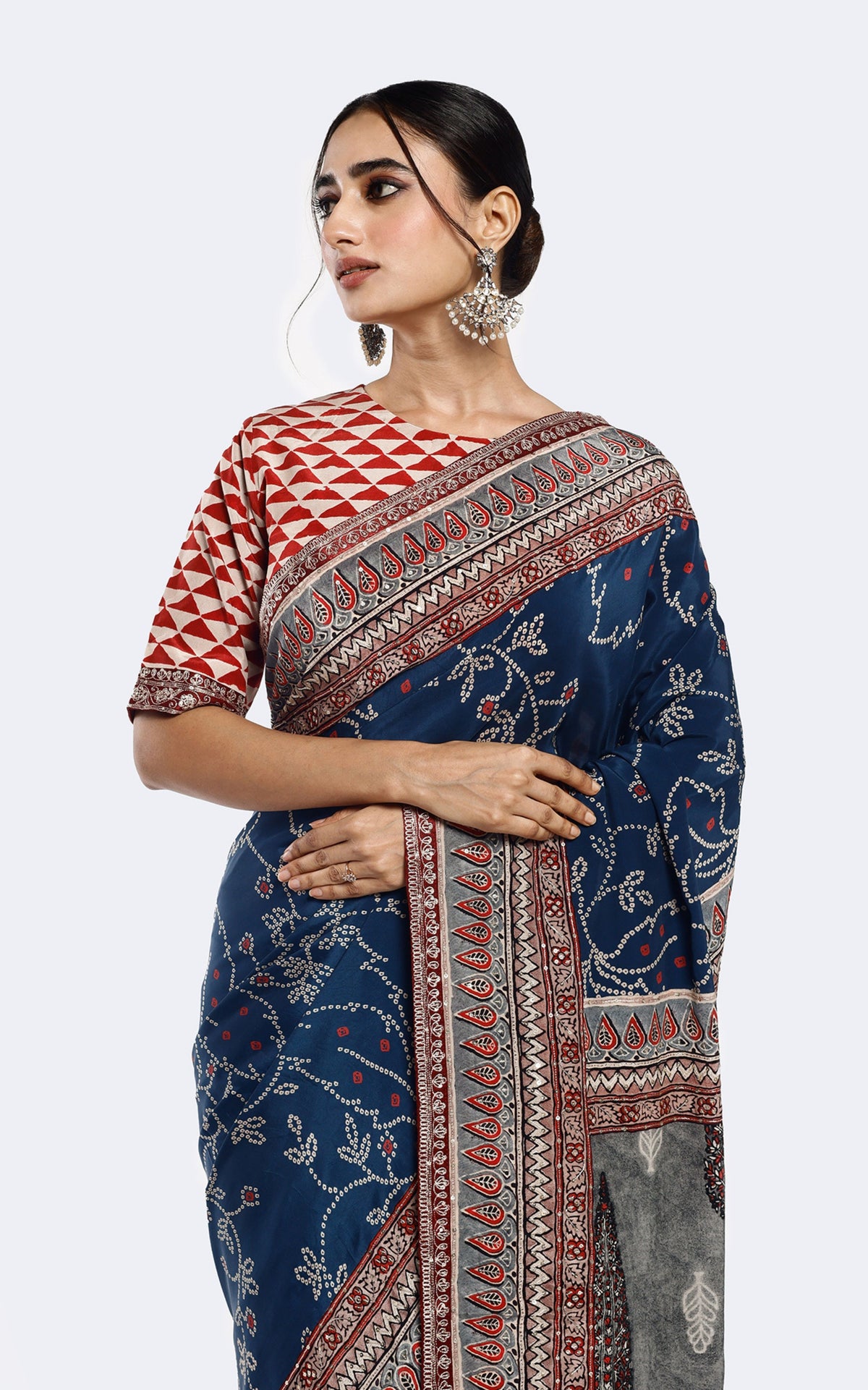 Abtract printed saree