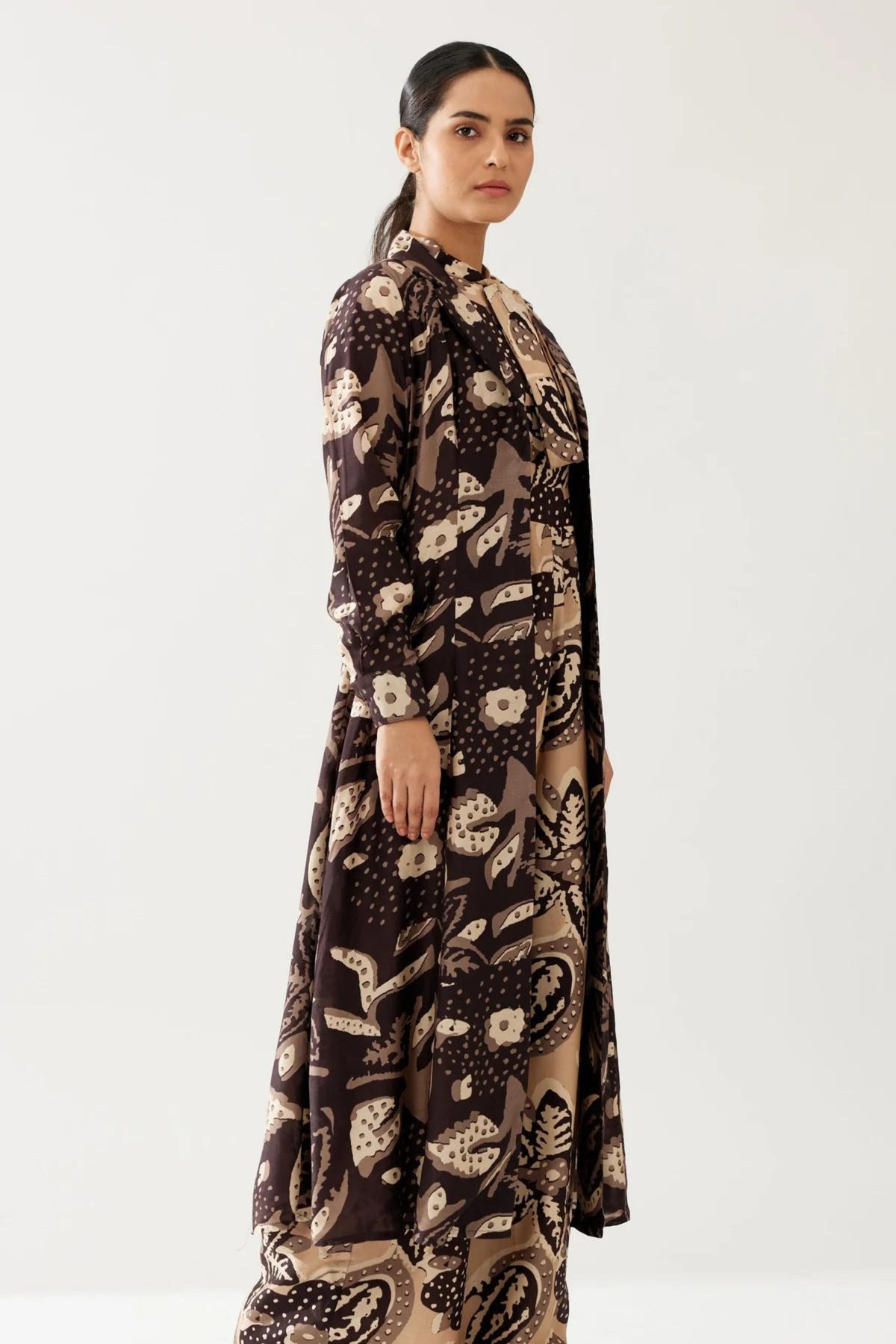 Brown And Cream Floral Cape