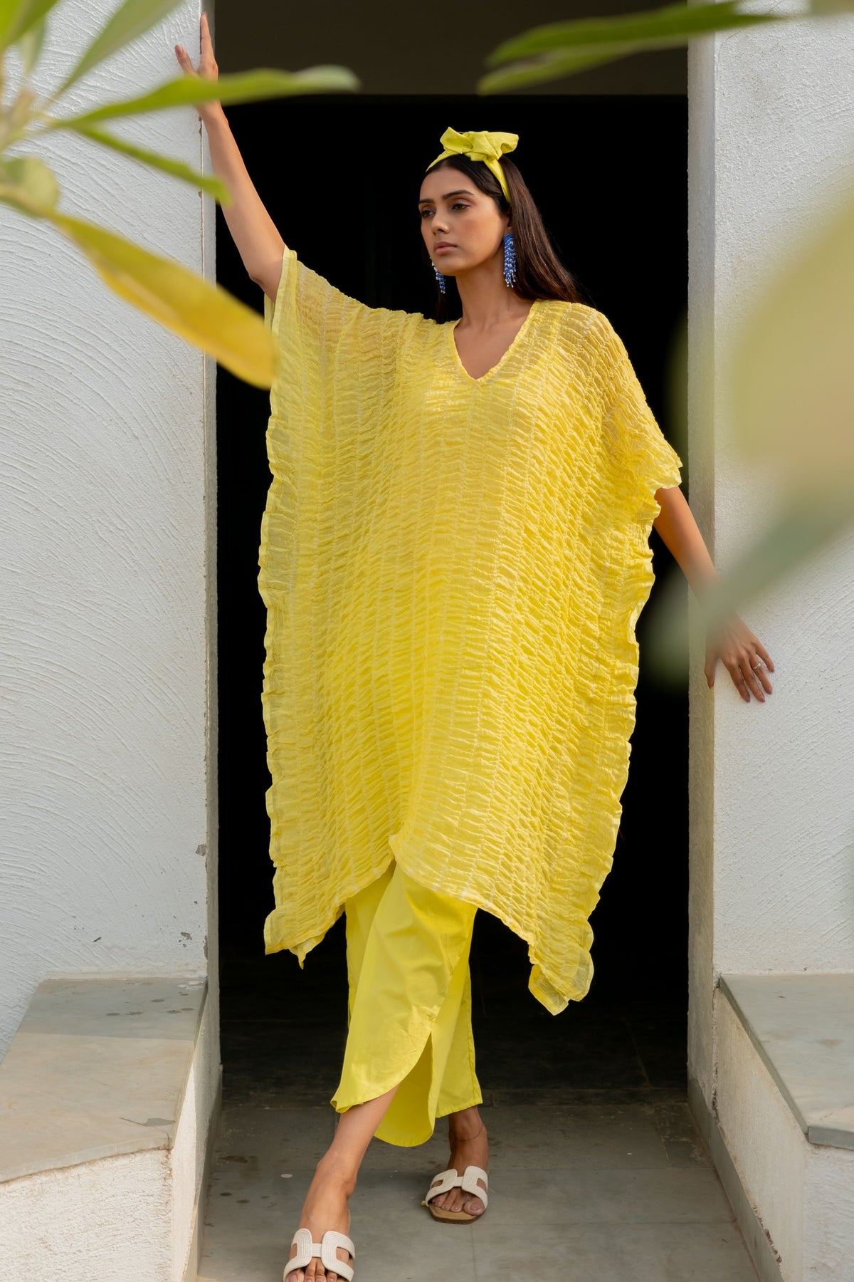 Iced Lemon Kaftan With Silp