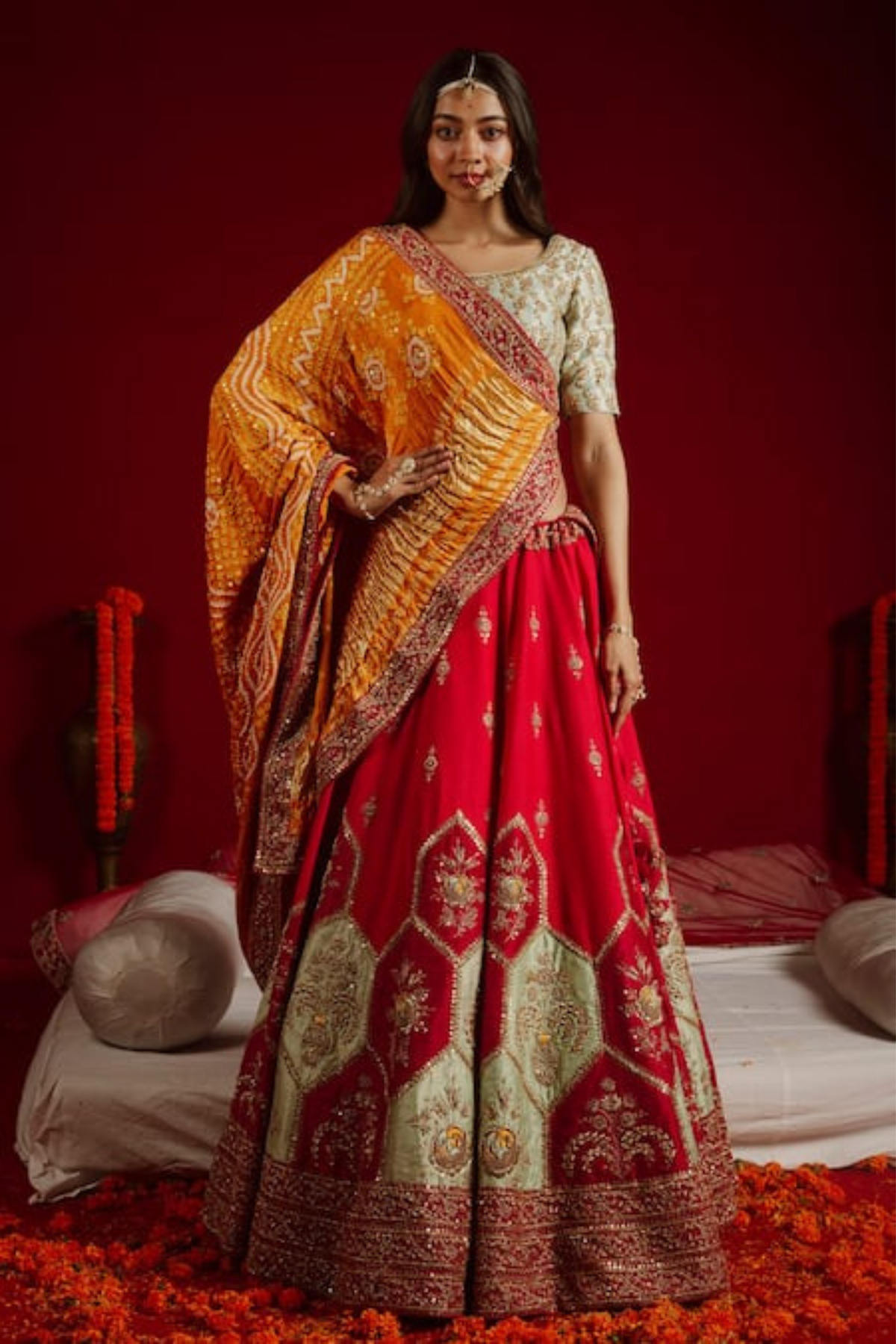 Red Jaipuria Lehenga Set