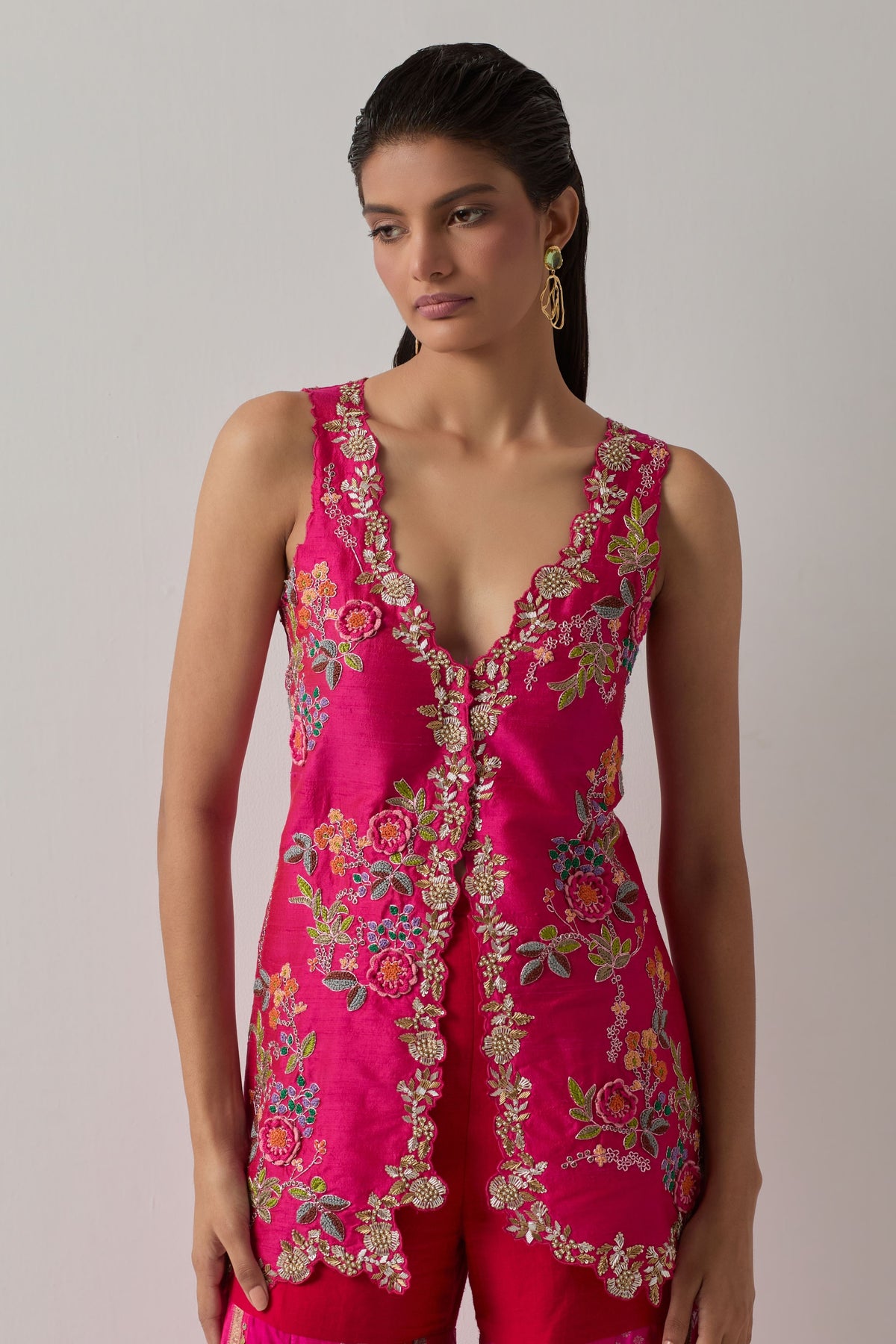 Fuchsia Floral Sharara Set