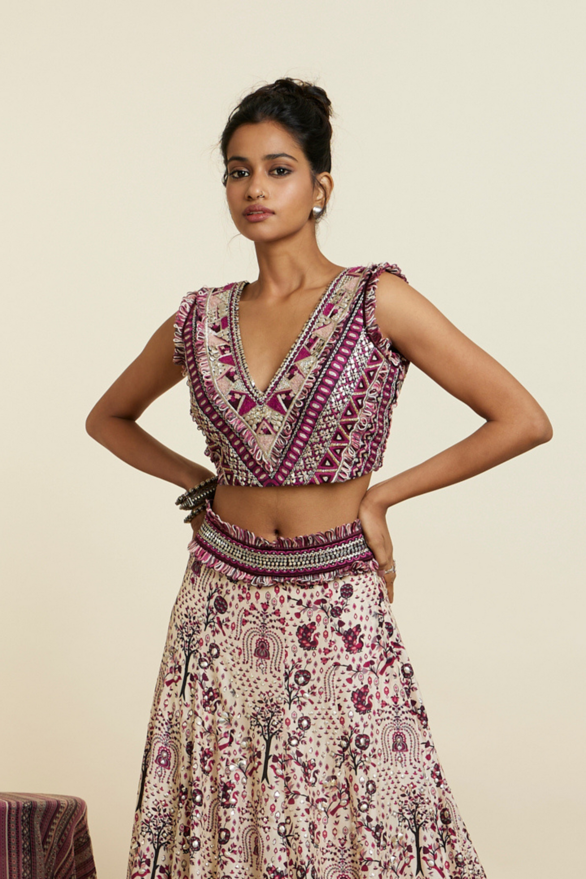 Merlot Print Embellished Lehenga Set