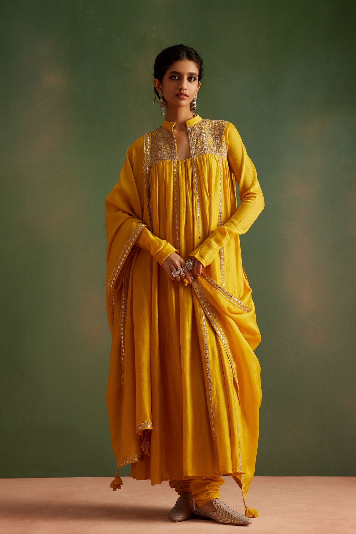 Yellow Dori Anarkali Set