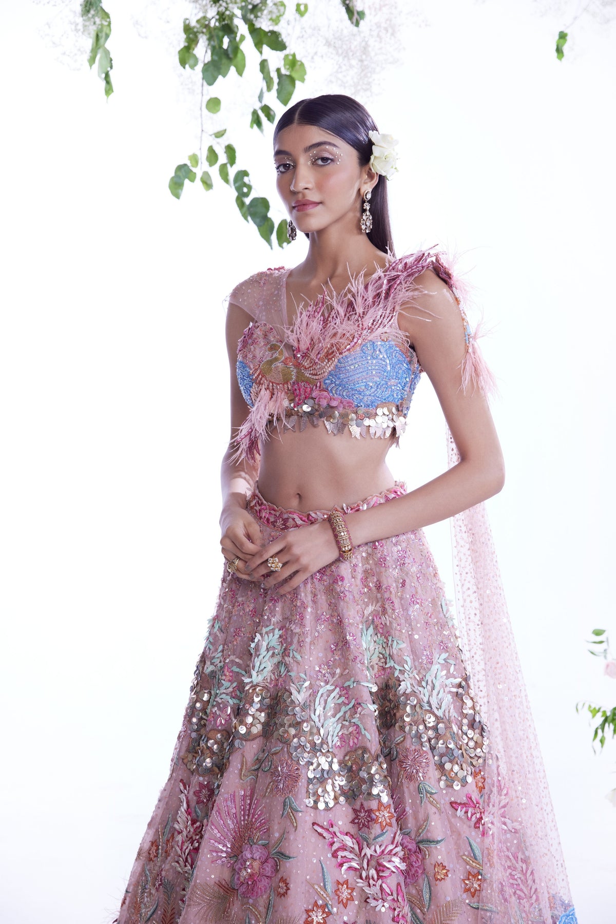 Base Light Peach Lehenga Set