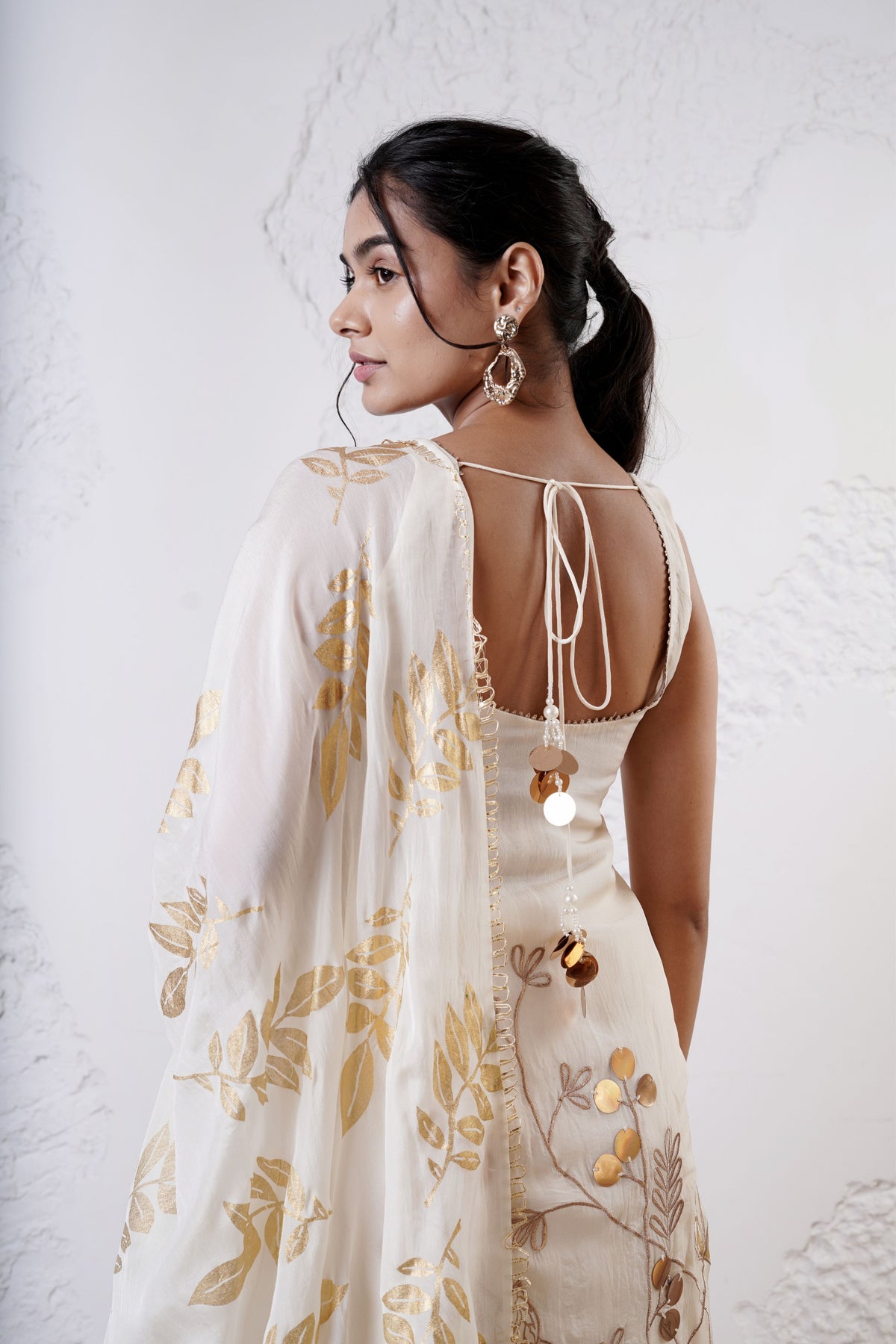 Ivory Embroidered Sharara Set