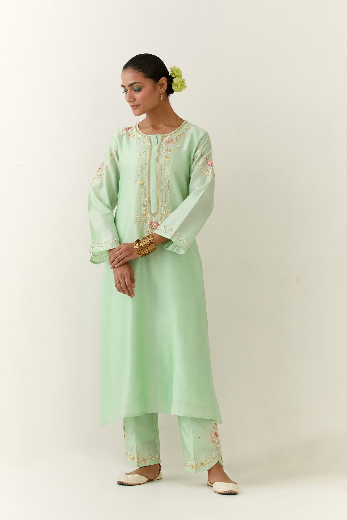 Green Placket Kurta