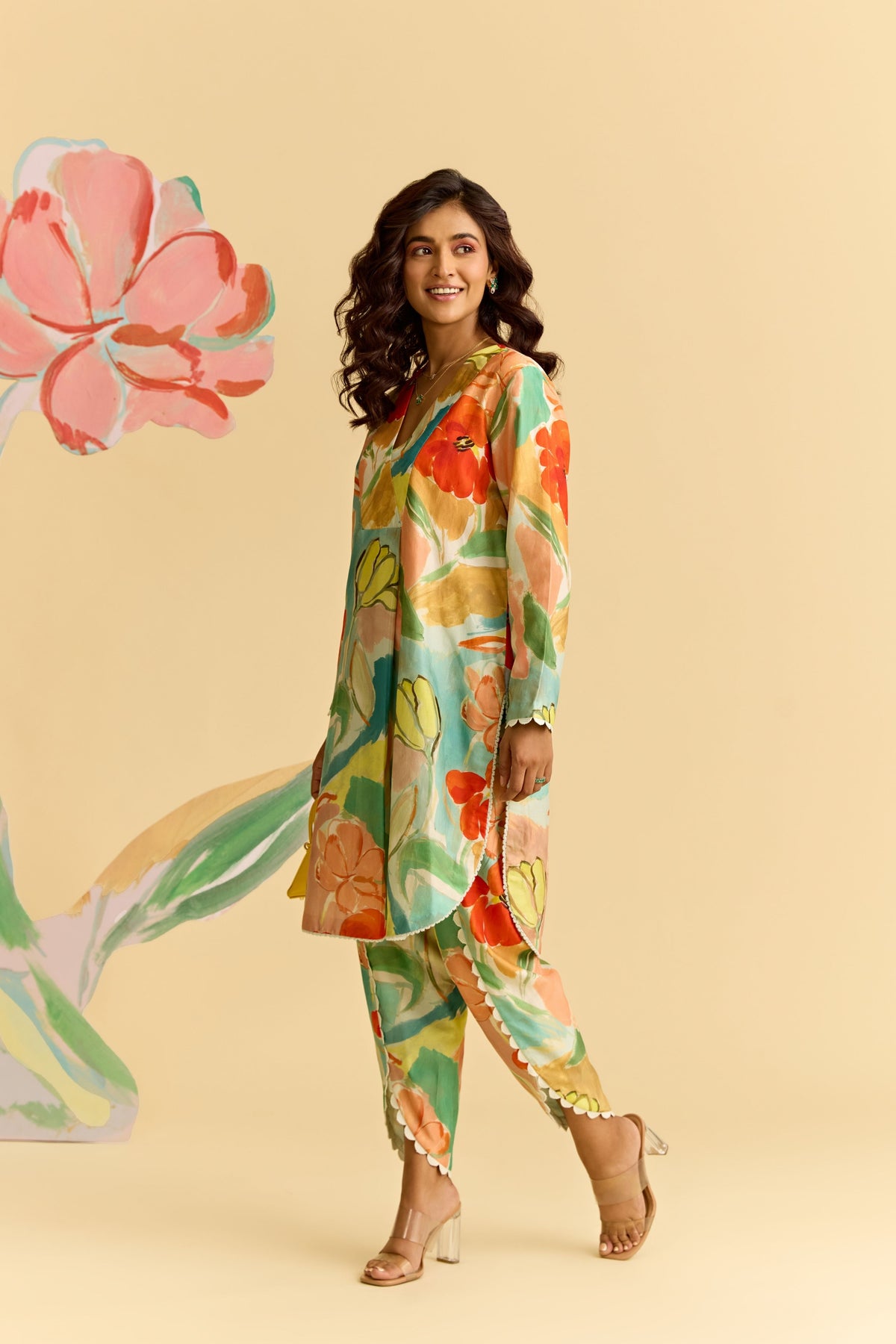 Chanderi Kurta With Tulip Pants