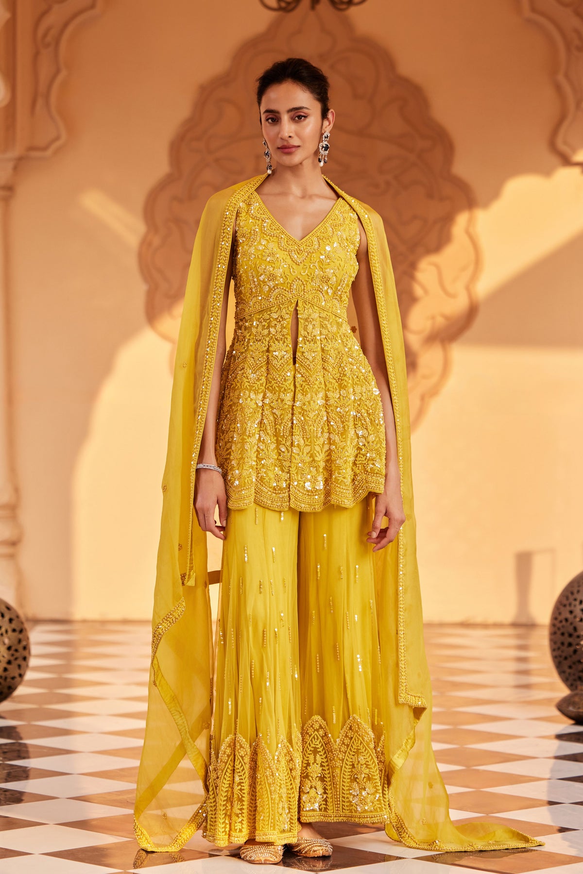 Mustard Sharara Set