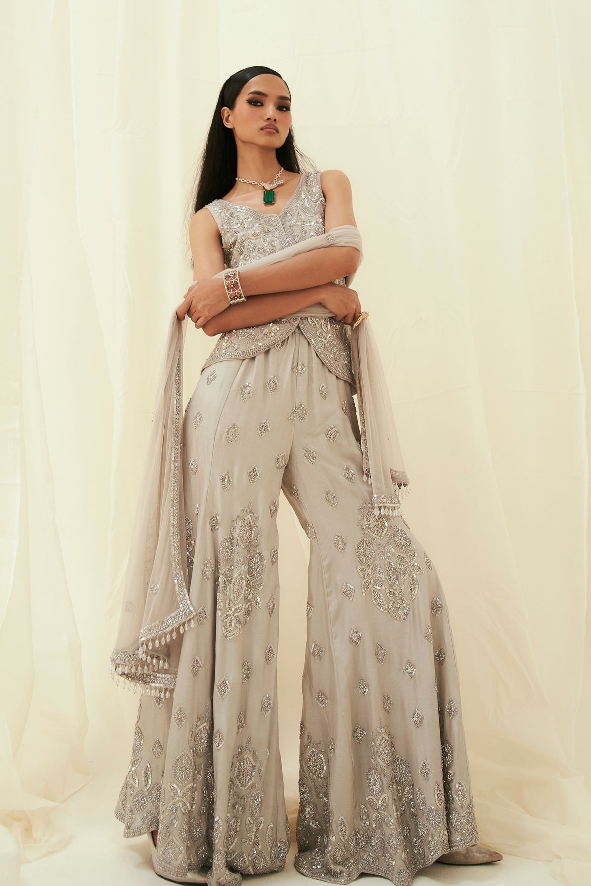 Grey Sufiya Sharara Set