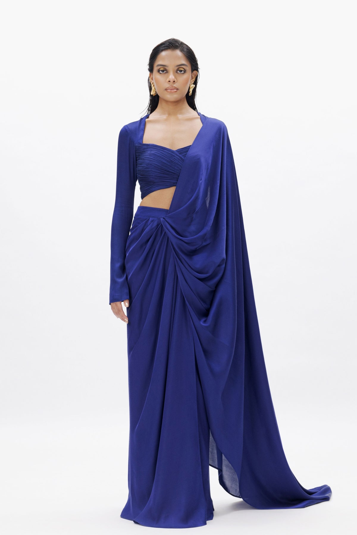 Jasmine Draped Saree in Royal Blue