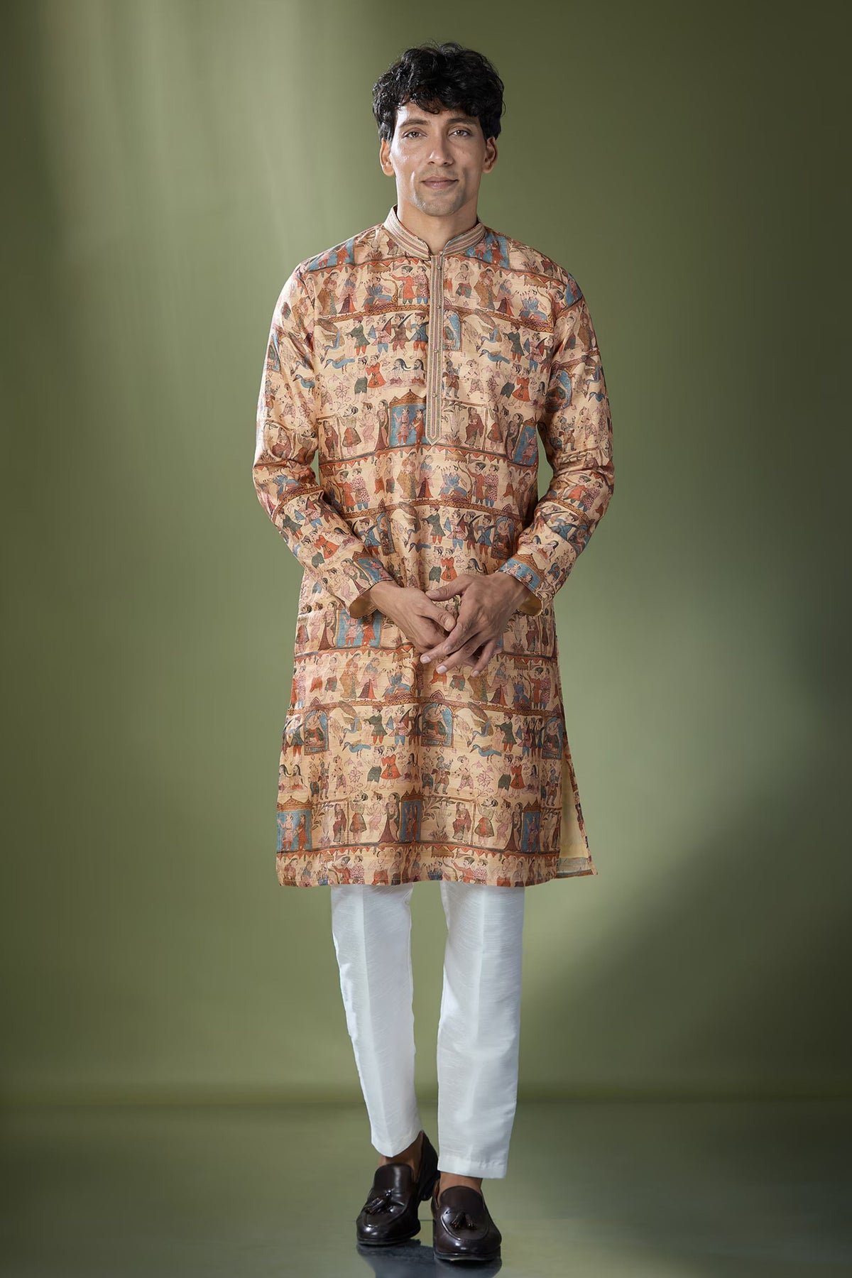 Multi Beige Printed Kurta Set