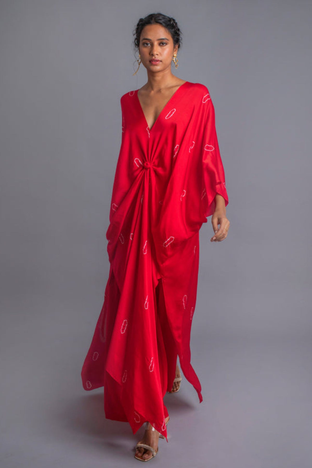 Red Tie-Dye Kaftan Set