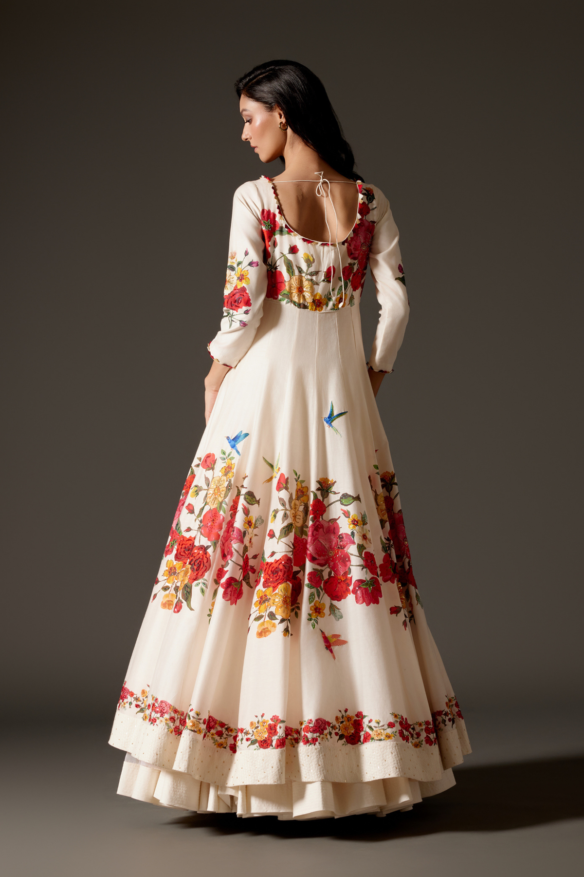 Ivory Printed Anarkali Set