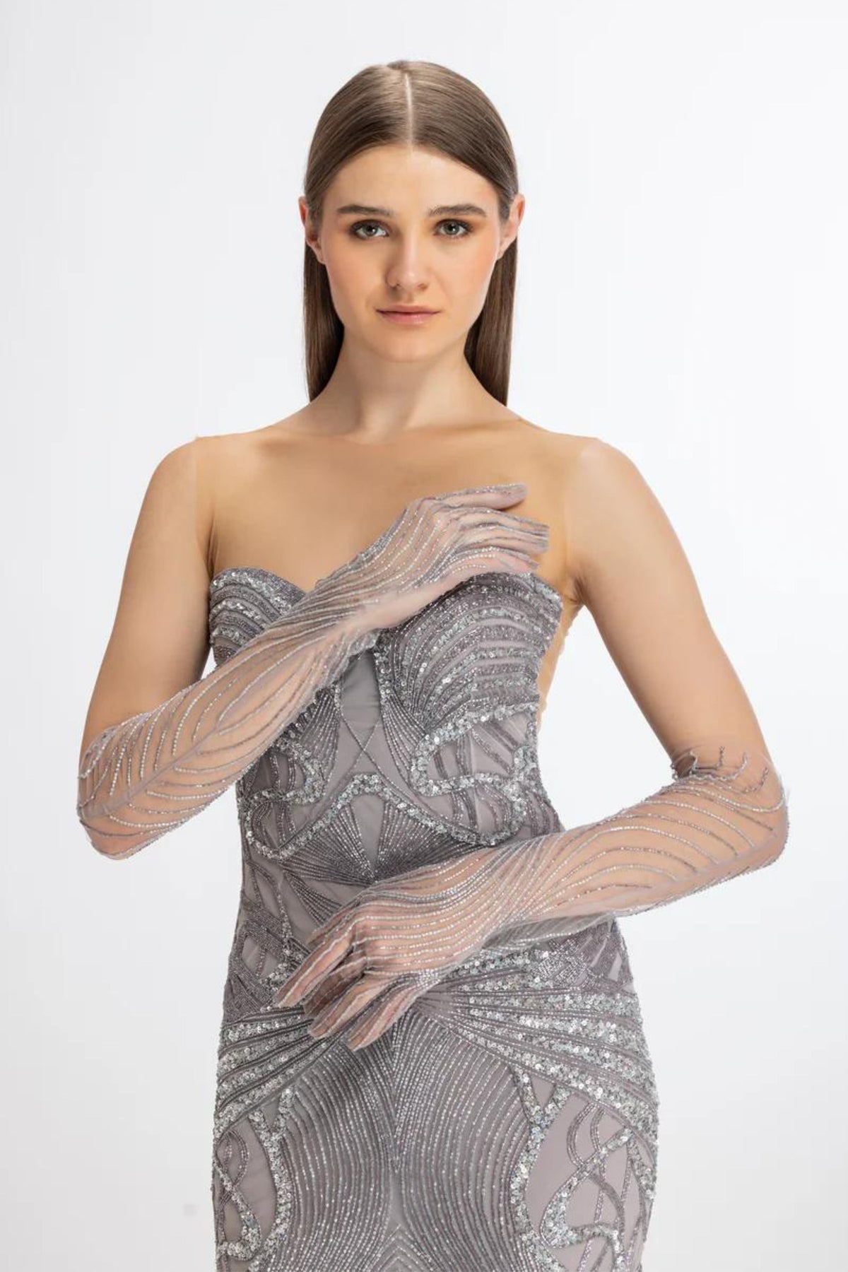Lit grey corset fit gown