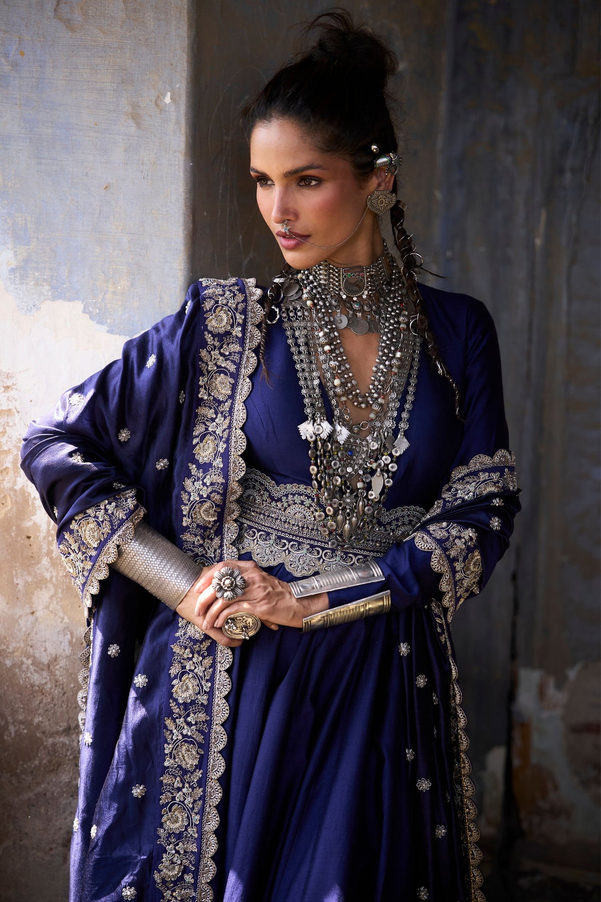 Embroidered Purple Anarkali Set