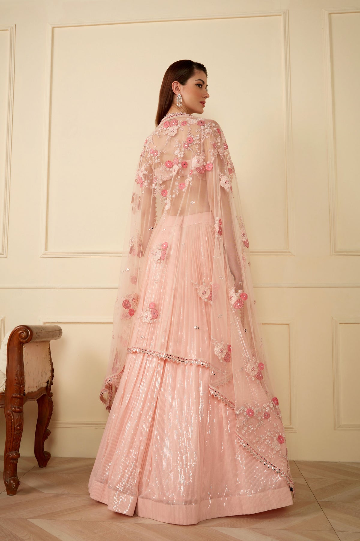 Pink Sequined Lehenga Set