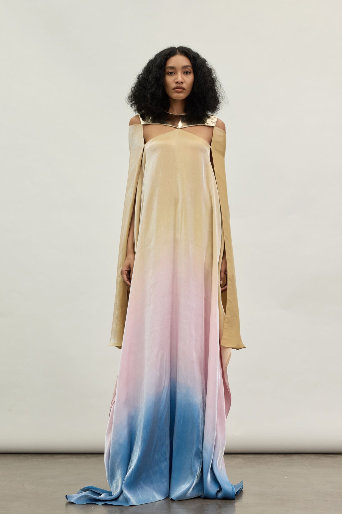 Metallic Yoke Kaftan Dress