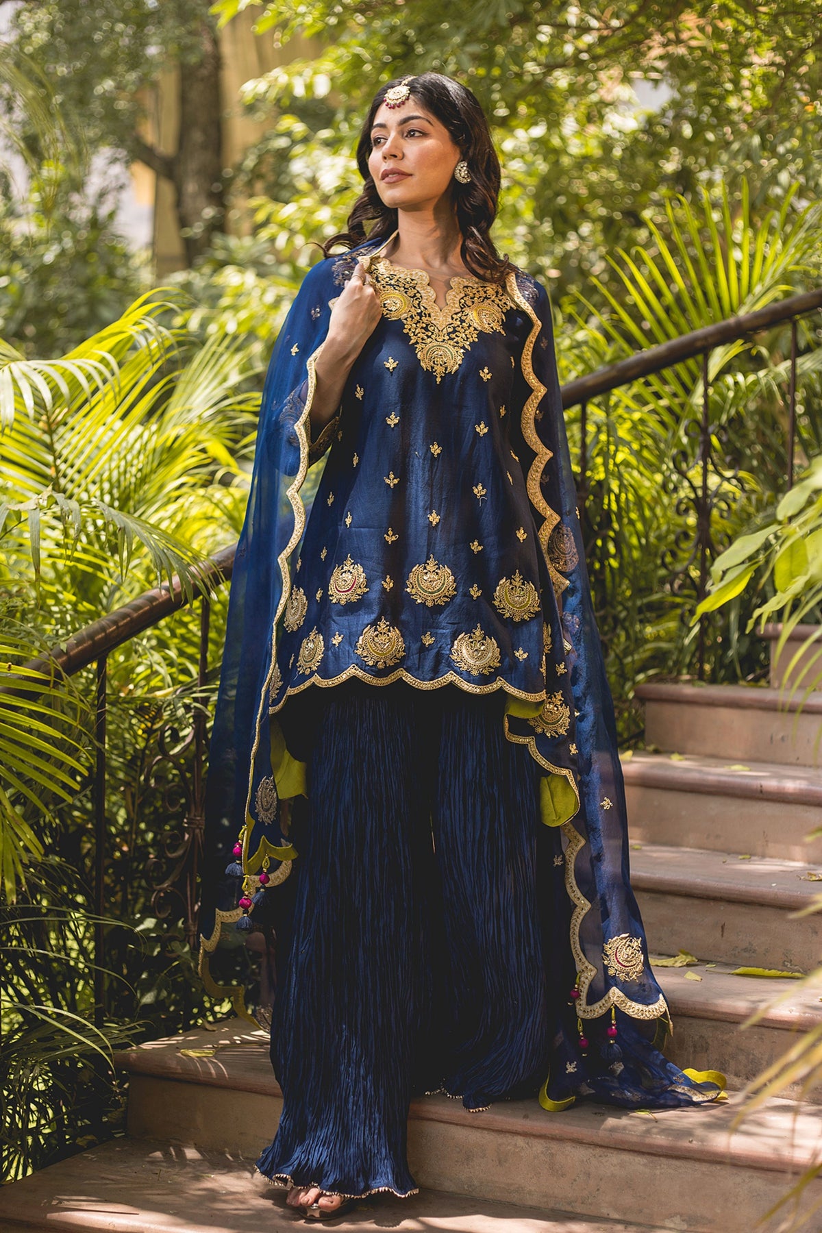 Navy Blue Sharara Set