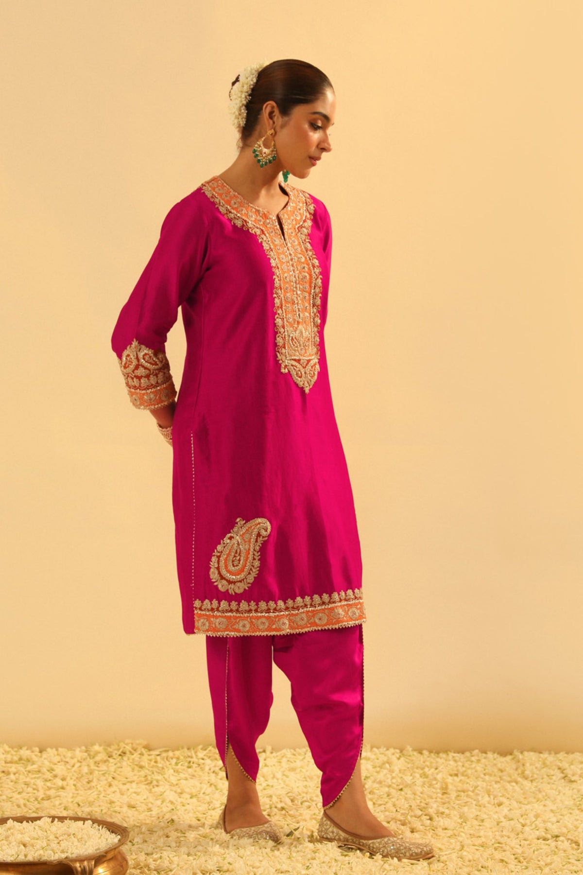 Anjum Short Pink Kurta With Dhoti