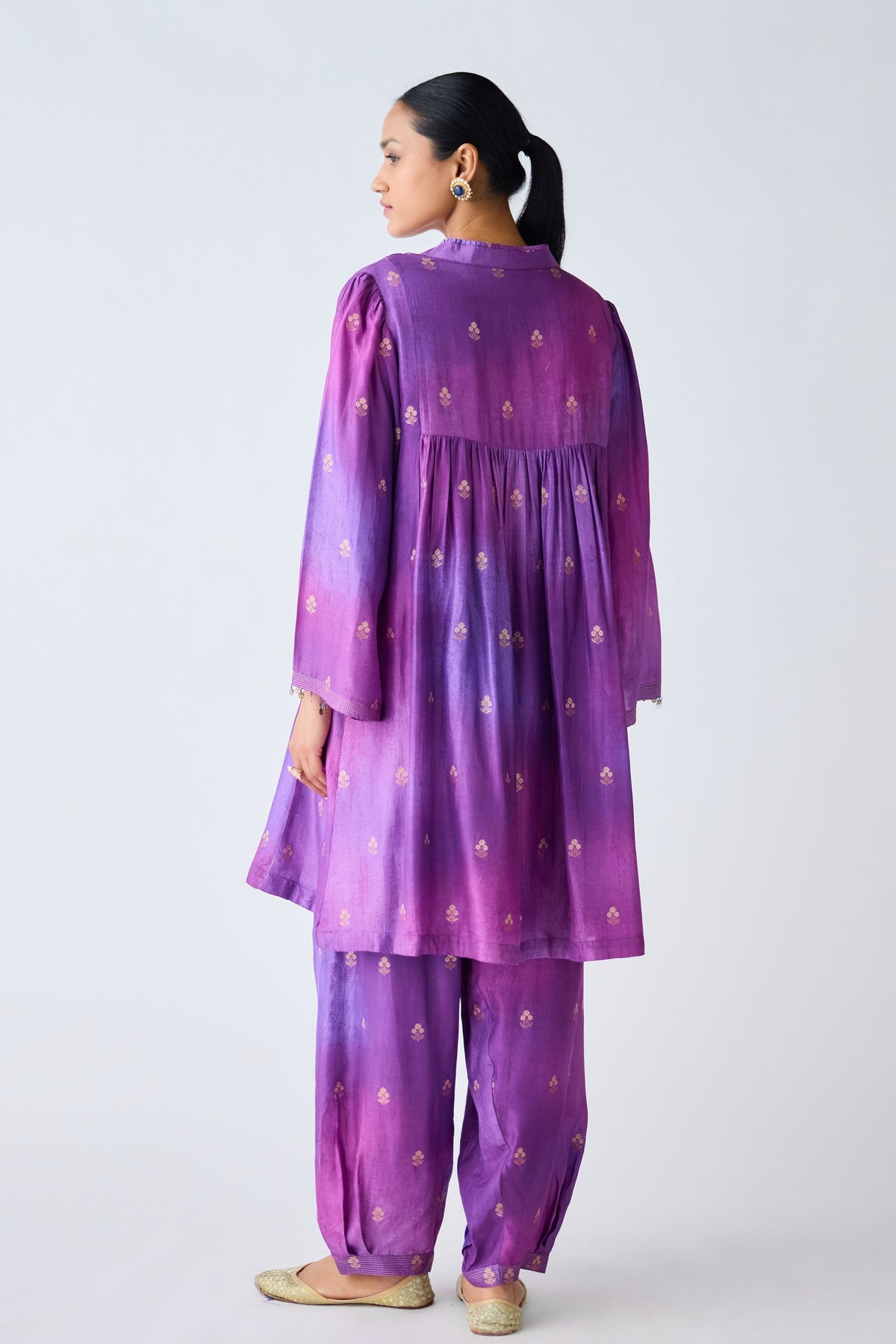 Purple Banarasi Silk Tunic Set