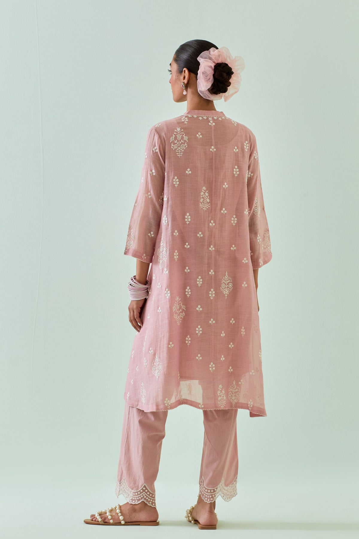 Pink Dori Embroidery Kurta Set