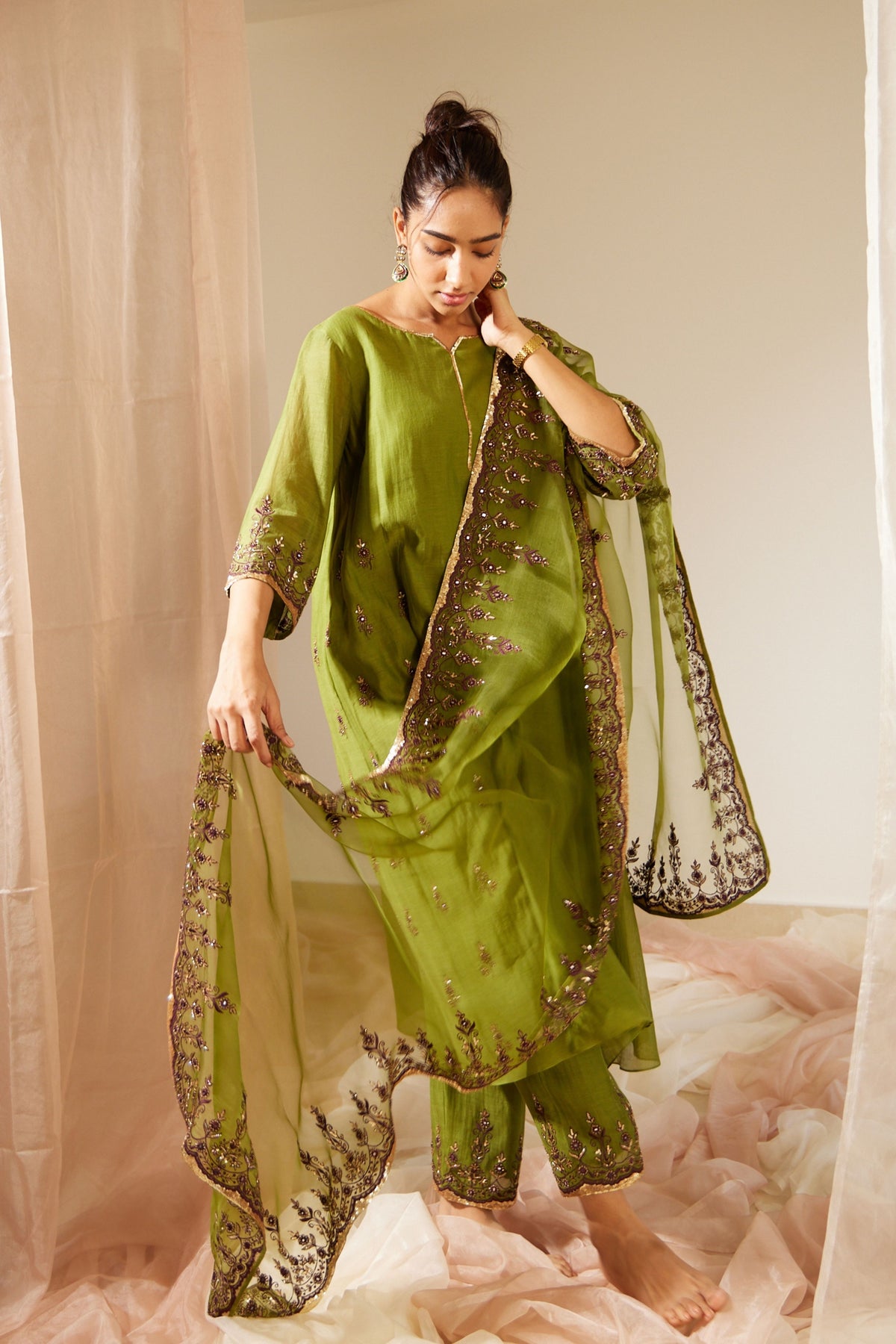 Green Poornima Kurta