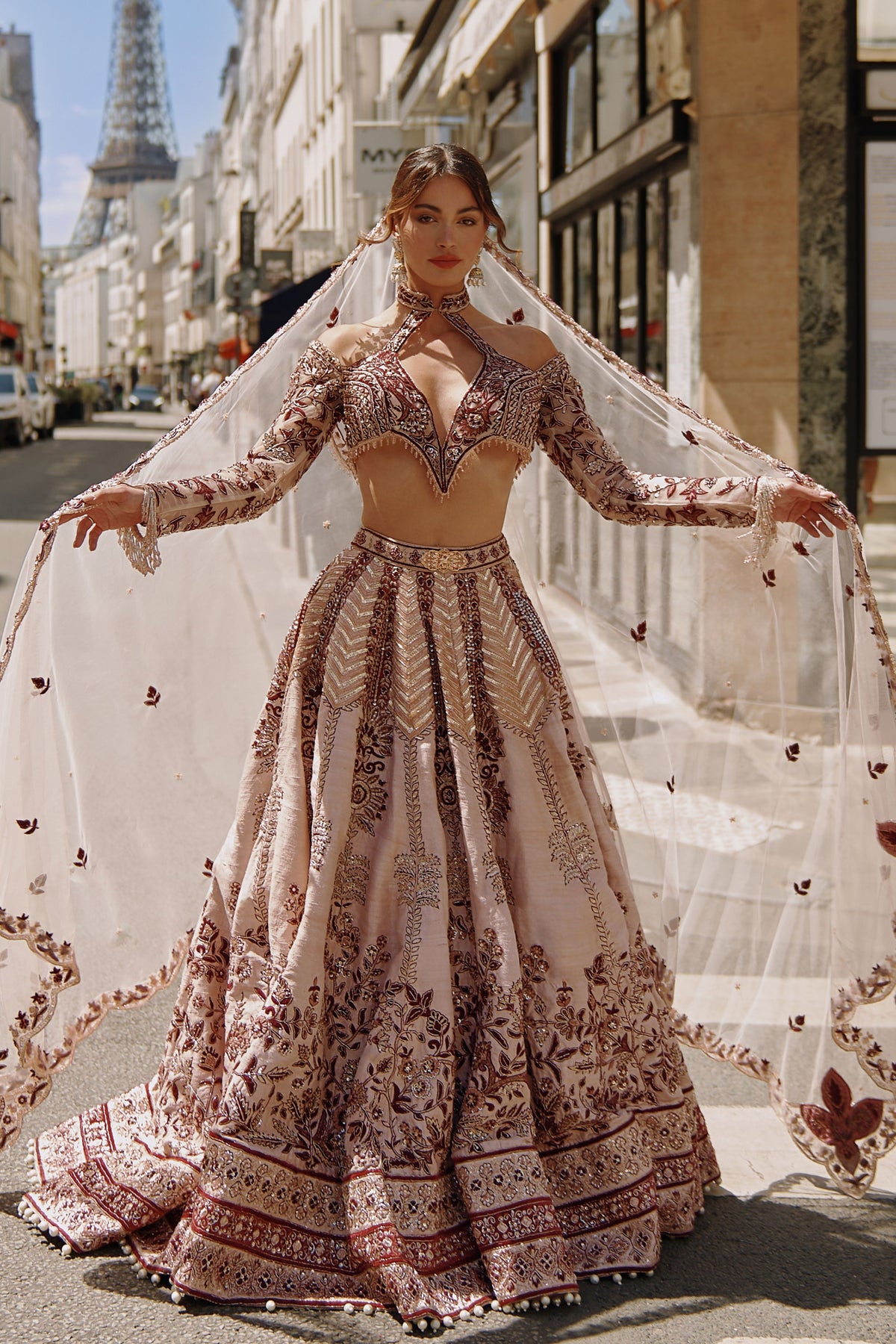 Maroon And Ivory Lehenga set