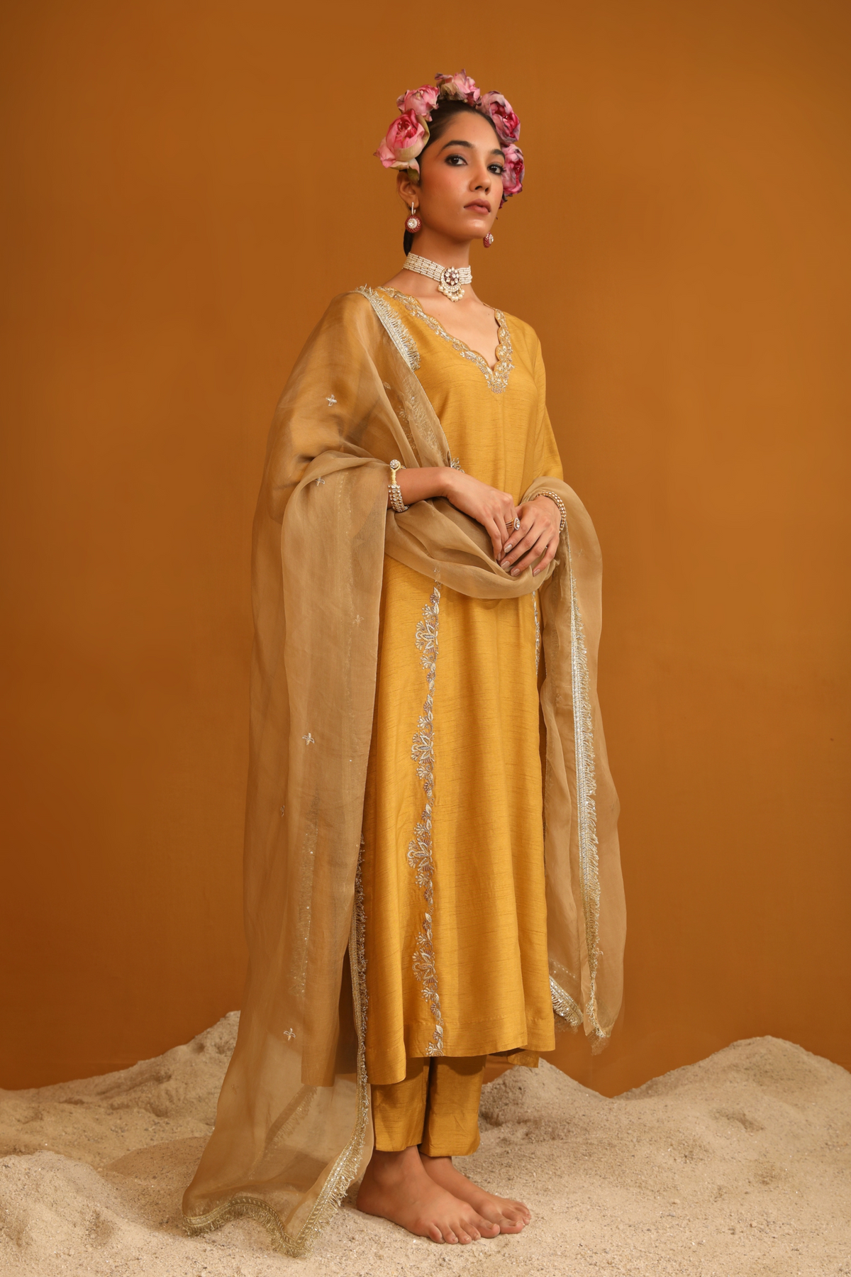 Firoza Gold Kurta Set