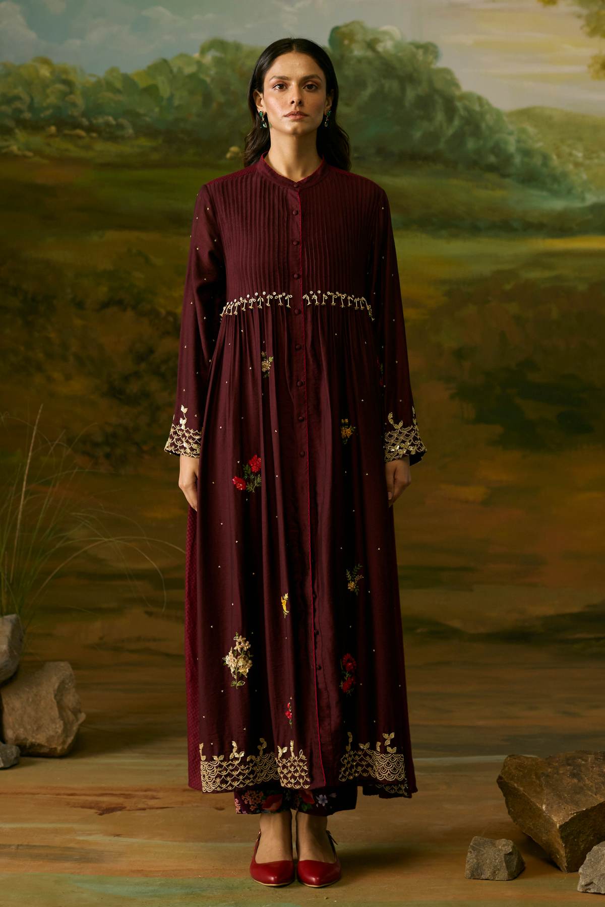 Crimson Pintuck Kurta