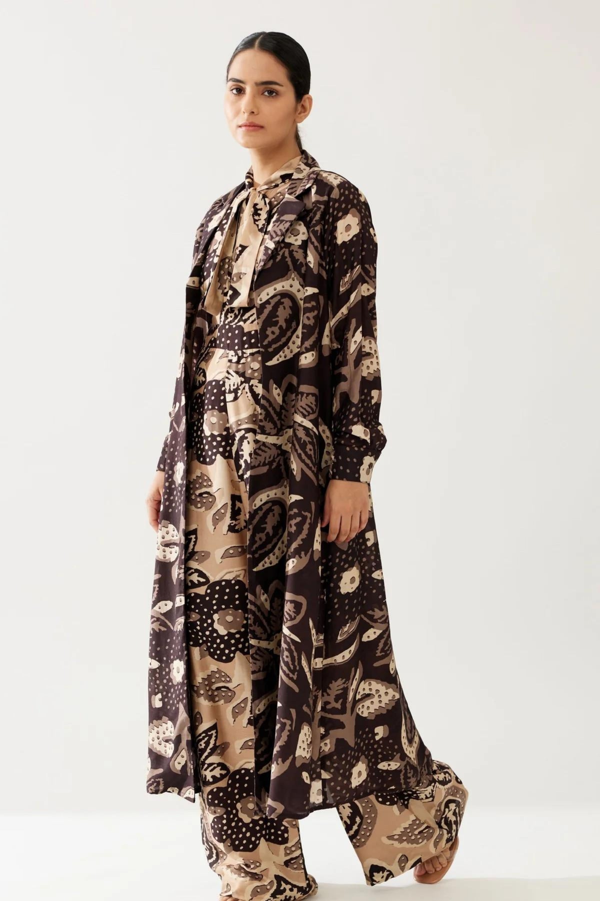 Brown And Cream Floral Cape