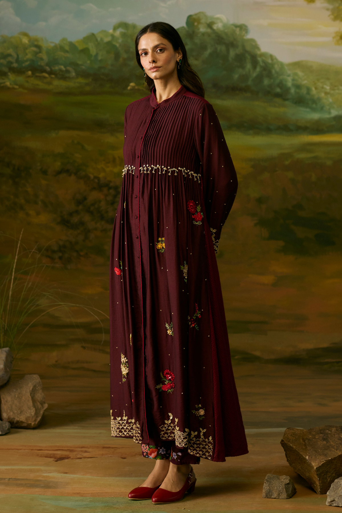 Crimson Pintuck Kurta