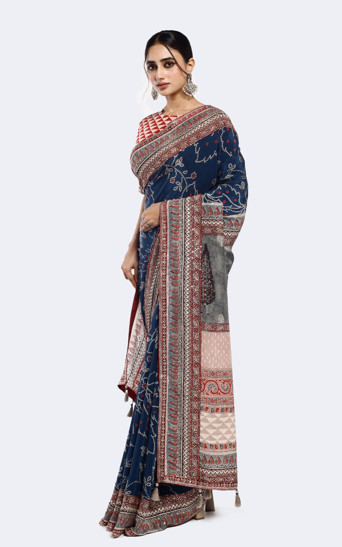 Abtract printed saree