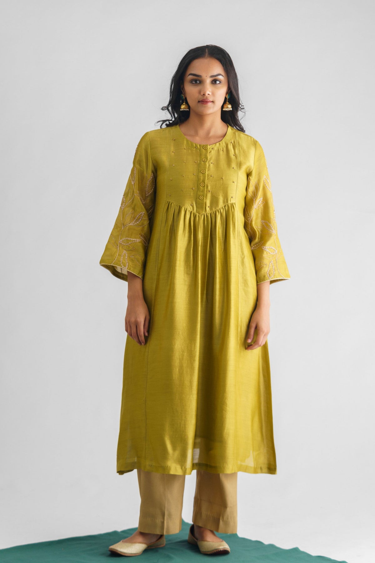 Lime Green Dori Chanderi Silk Kurta