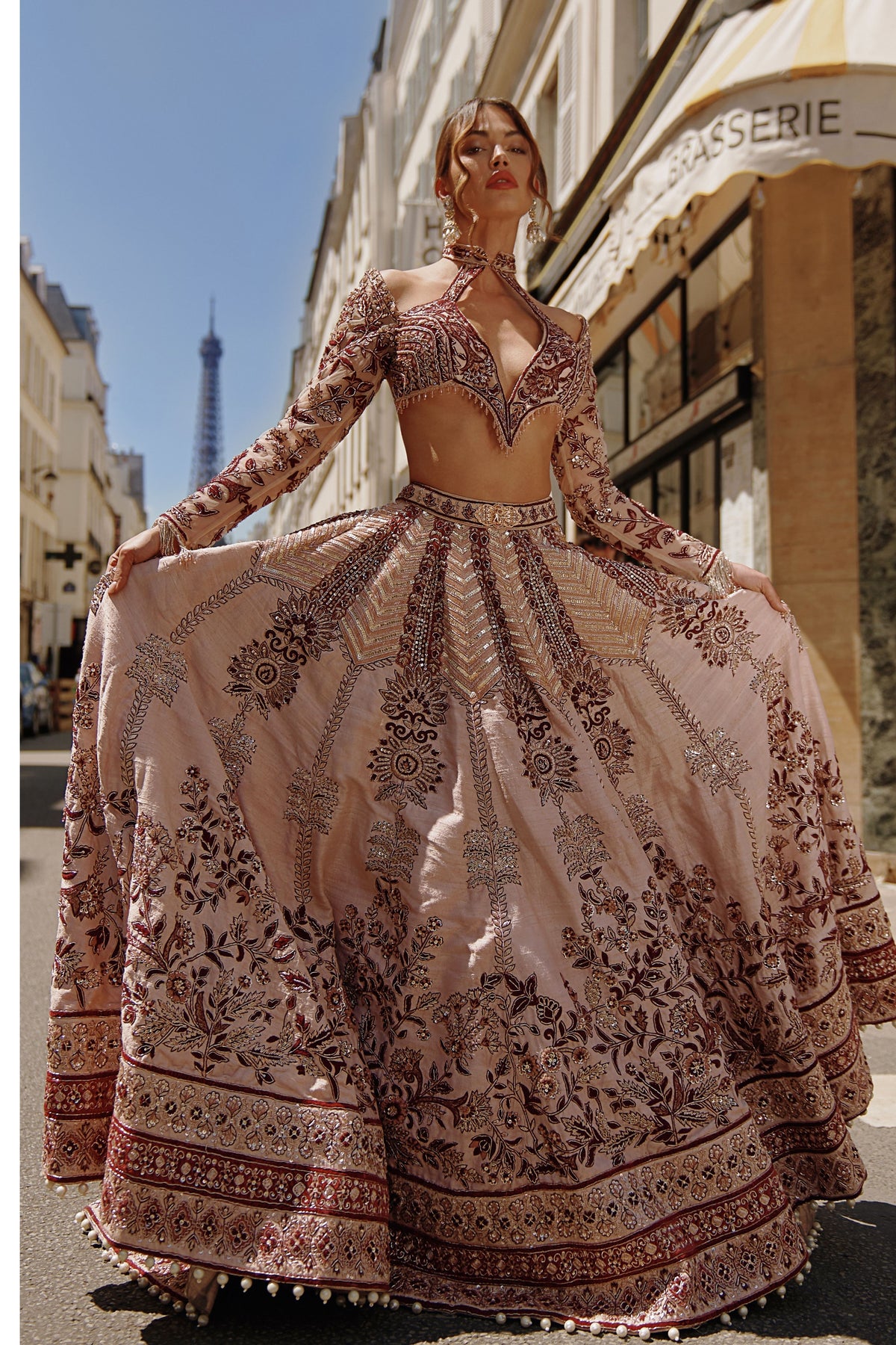 Maroon And Ivory Lehenga set