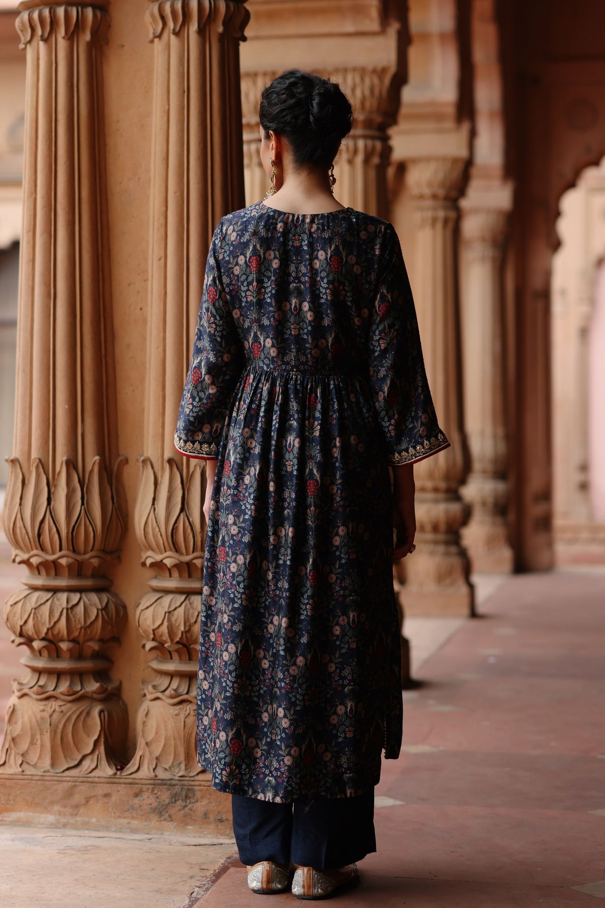 Dark Blue Printed  Kurta Set