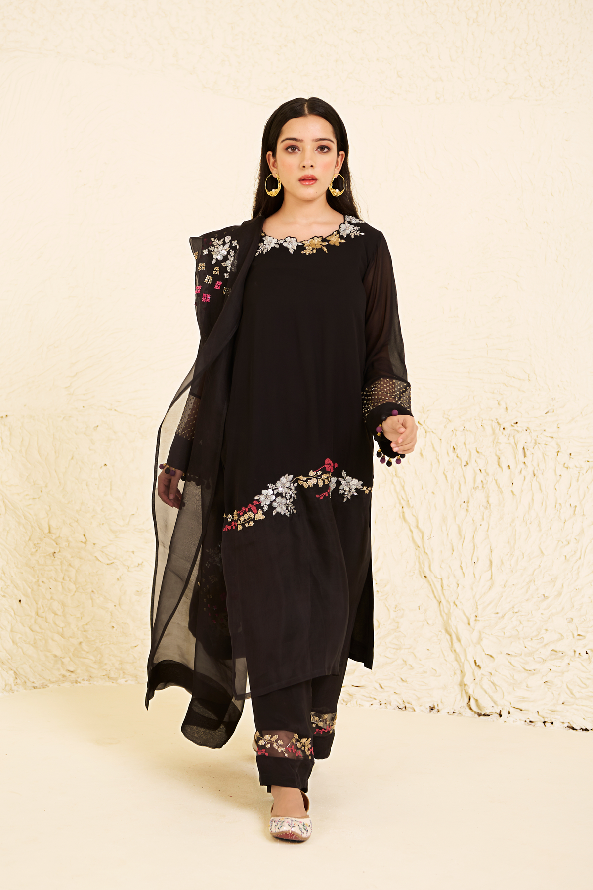 Black Georgette Kurta Set