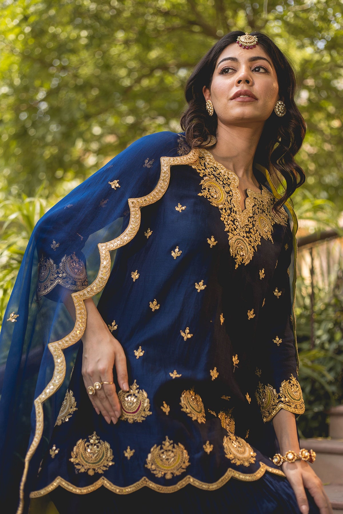 Navy Blue Sharara Set