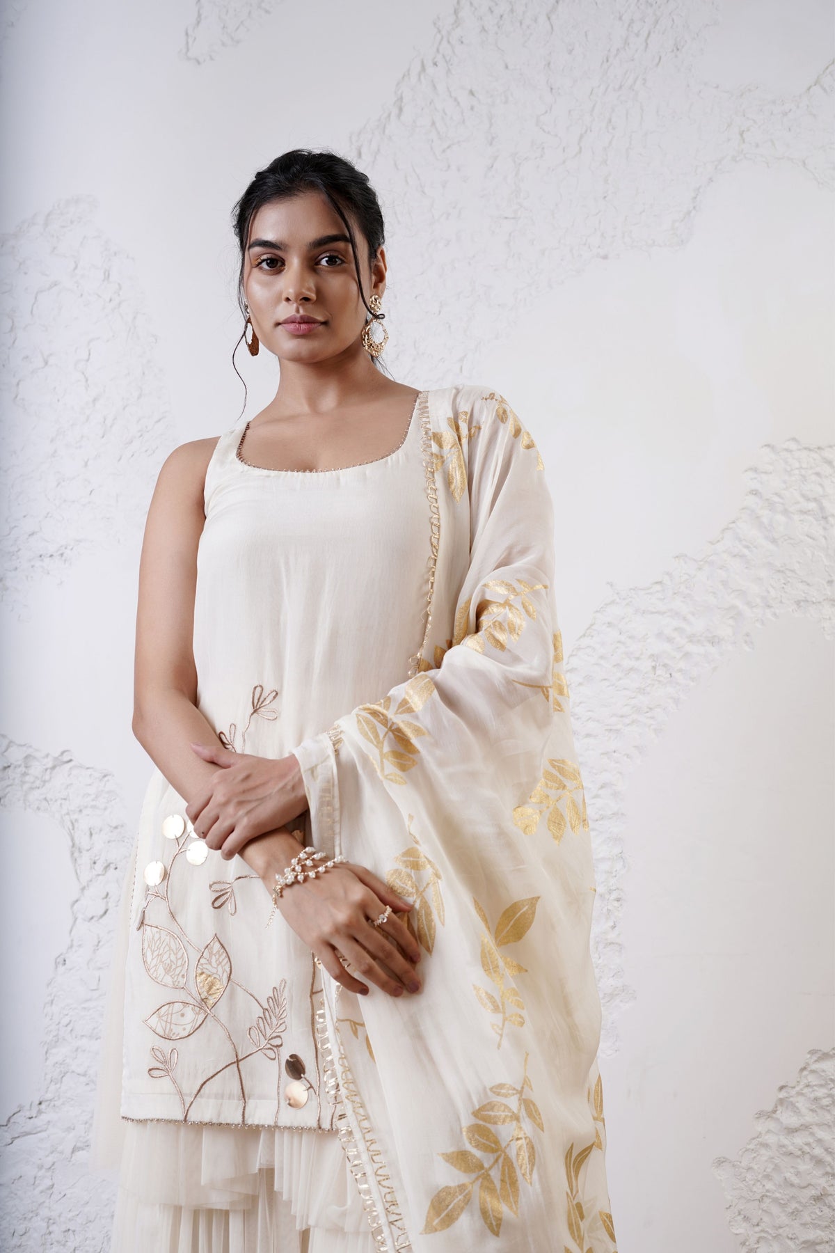 Ivory Embroidered Sharara Set