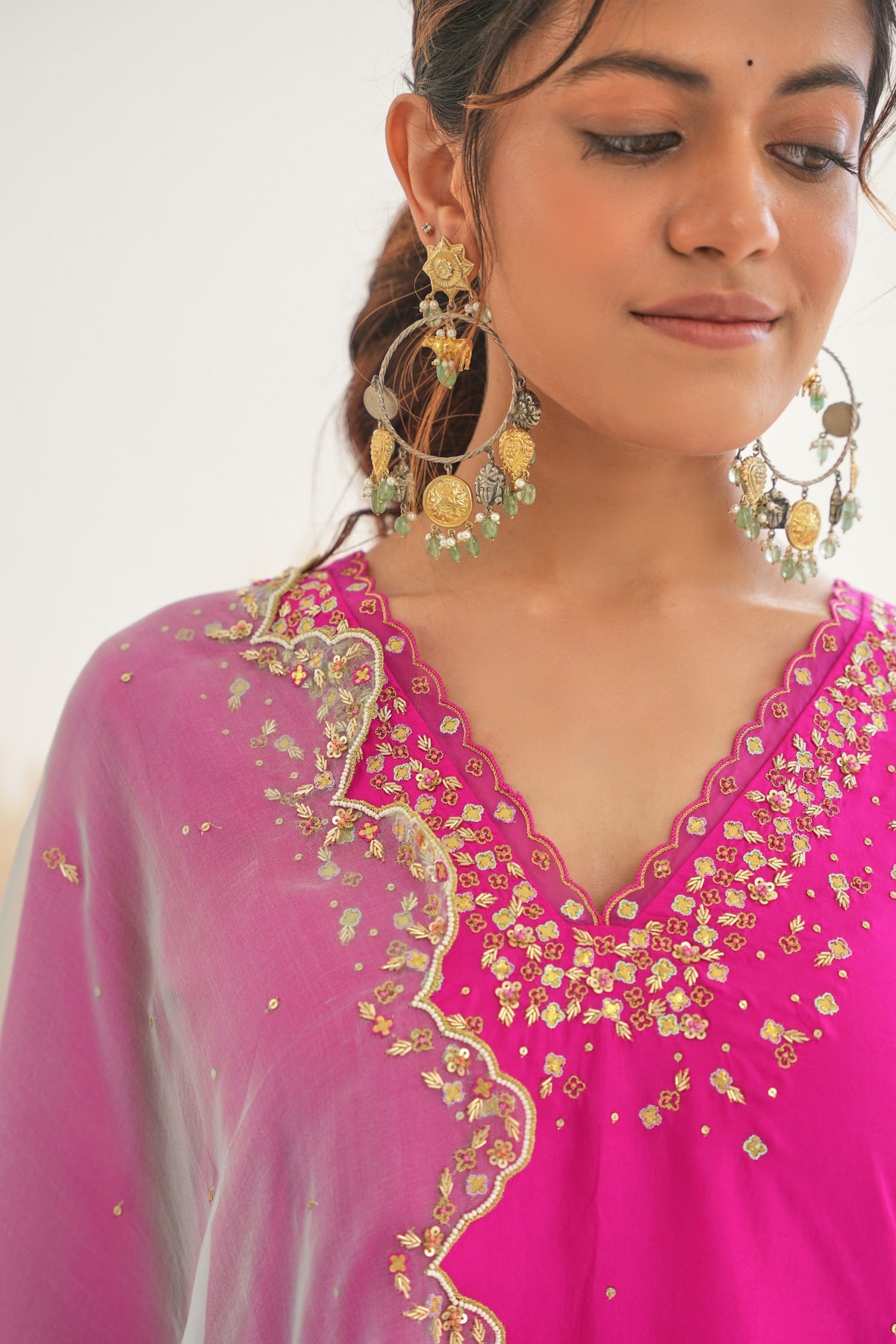 Feeha Sharara Set in Magenta With Dupatta