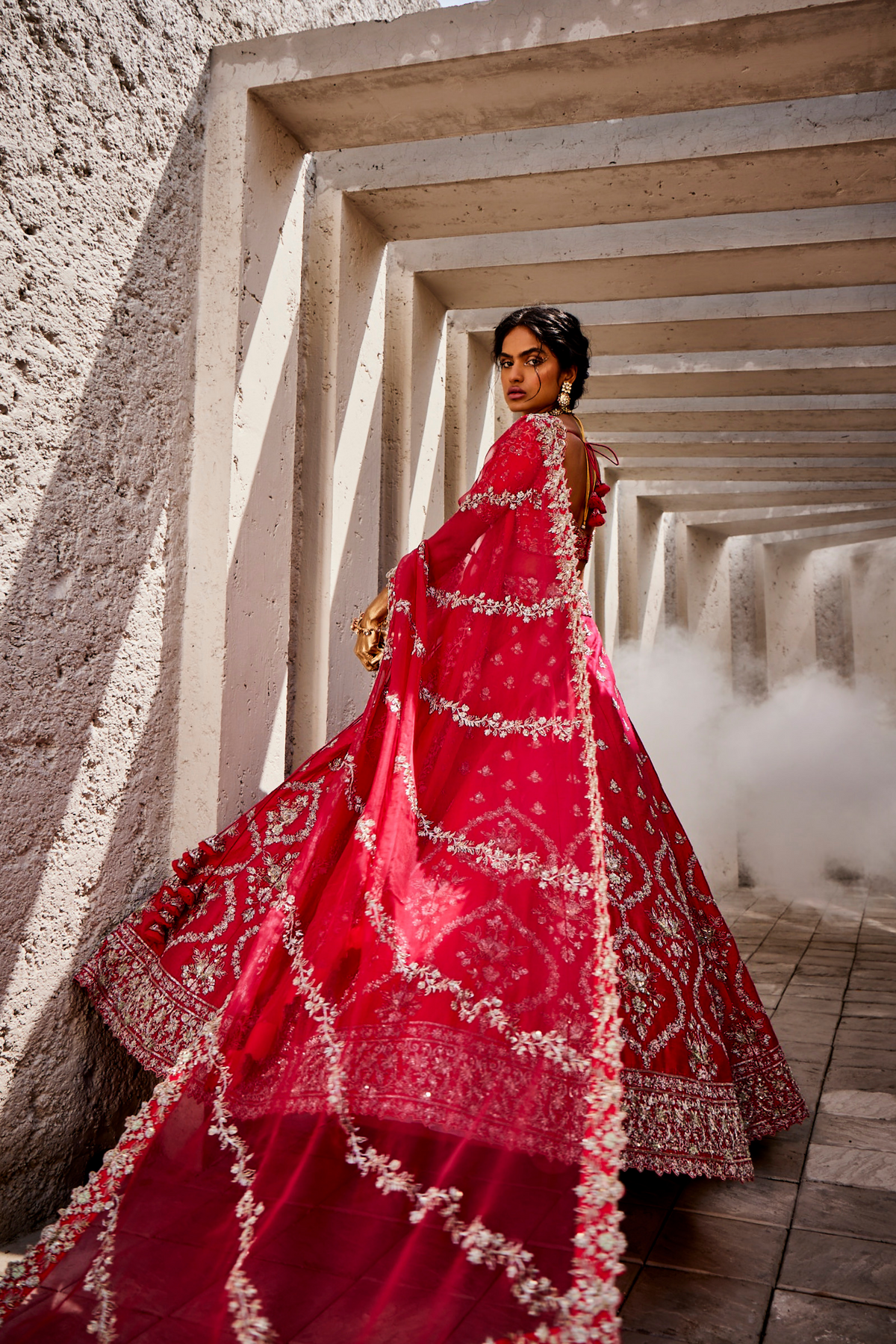 Hot Pink Ogee Motif Lehenga