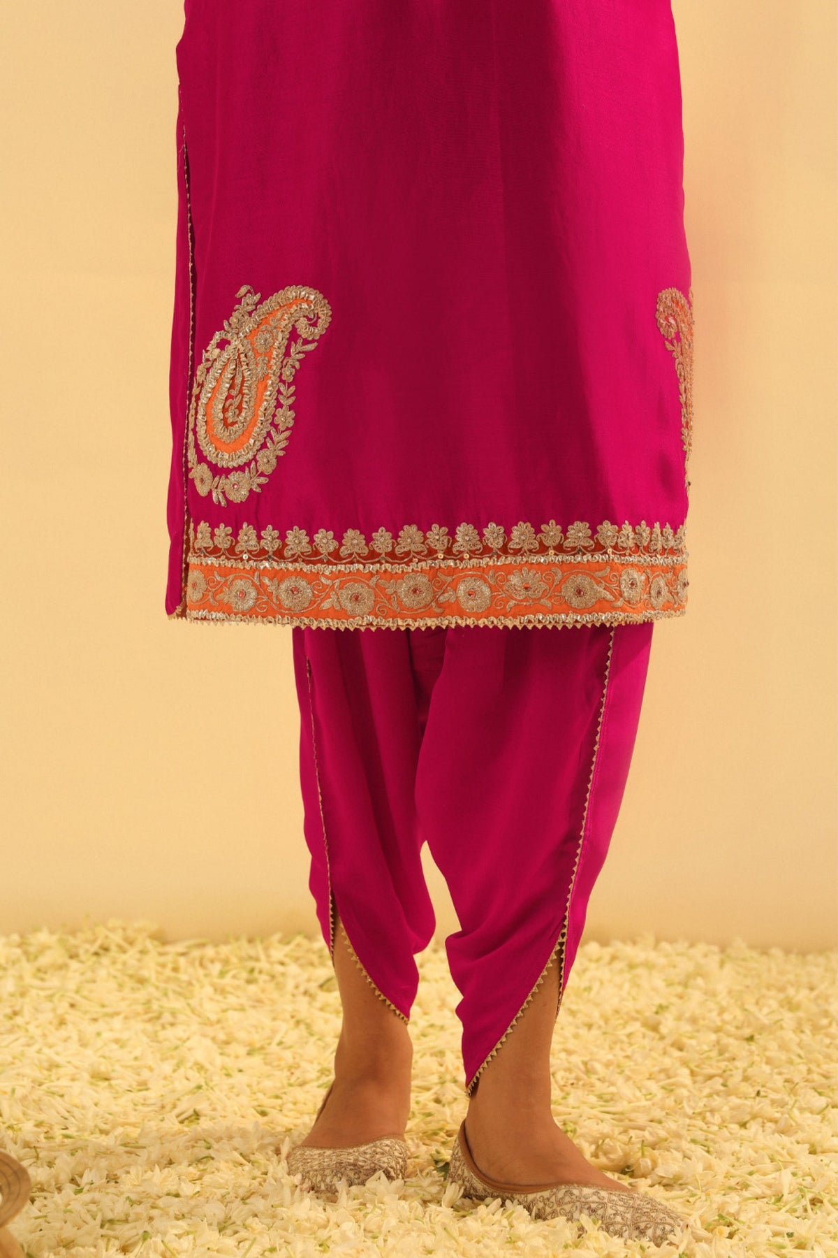 Anjum Short Pink Kurta With Dhoti