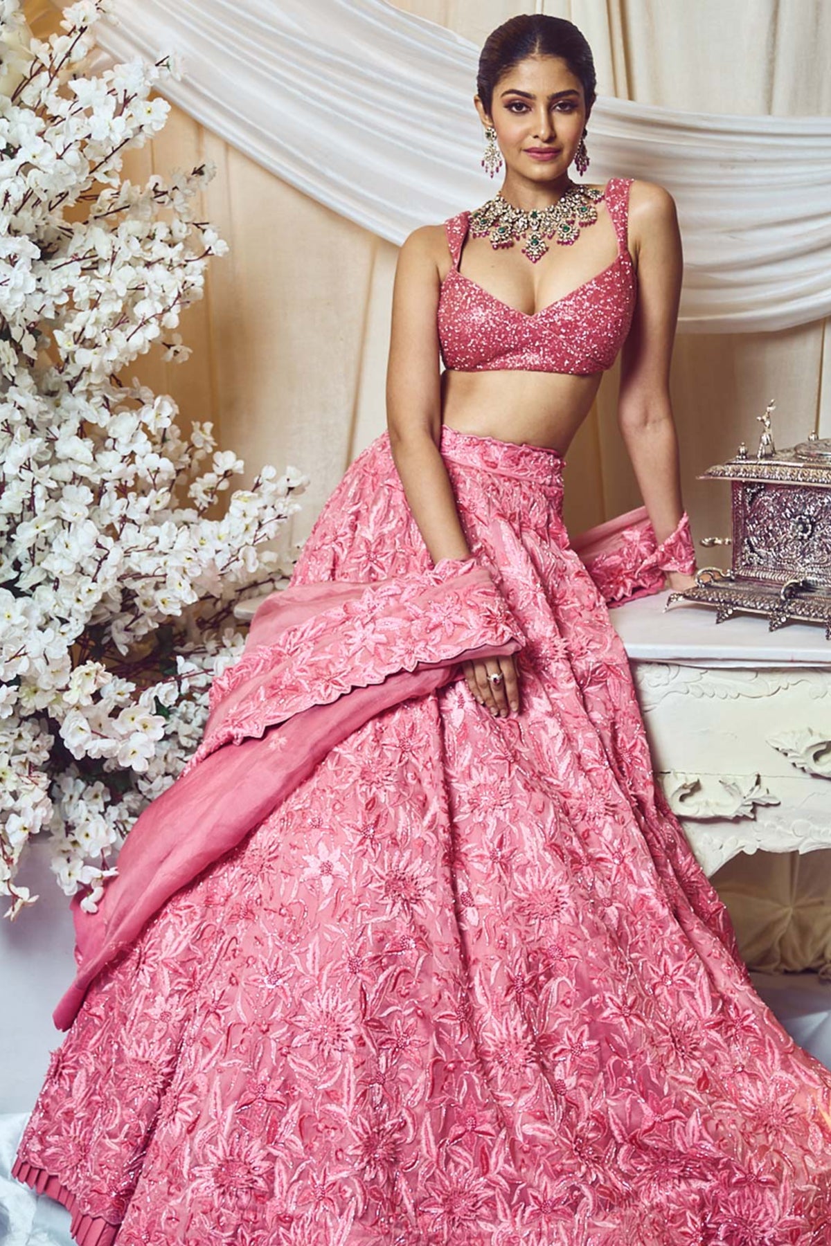 Rouge Pink Floral Lehenga Set