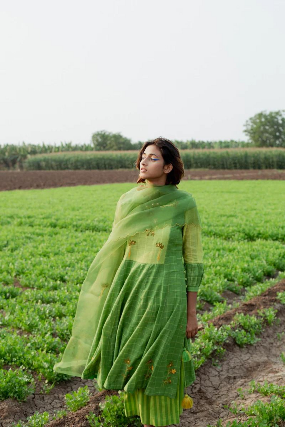 Lemon Green Floral Embroidered Kurta Set