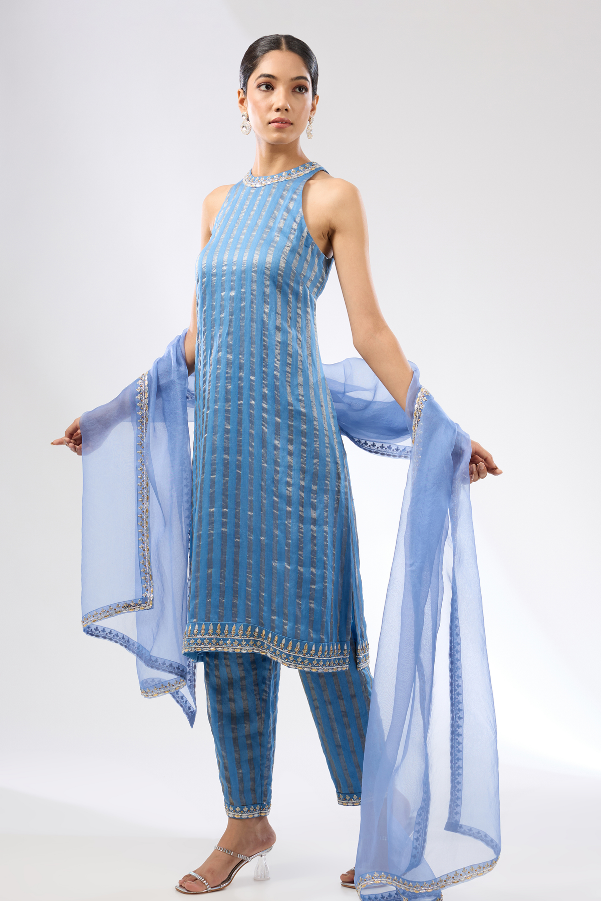 Gota Patti Blue Kurta Set